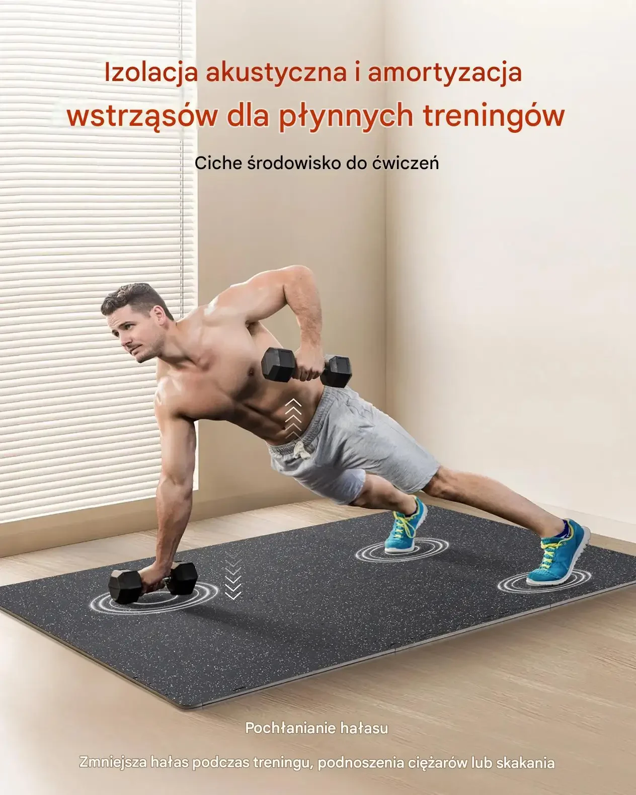 Mata puzzle siłownia 25 szt gumowa EVA antypoślizgowa do fitness biały - obrazek 4