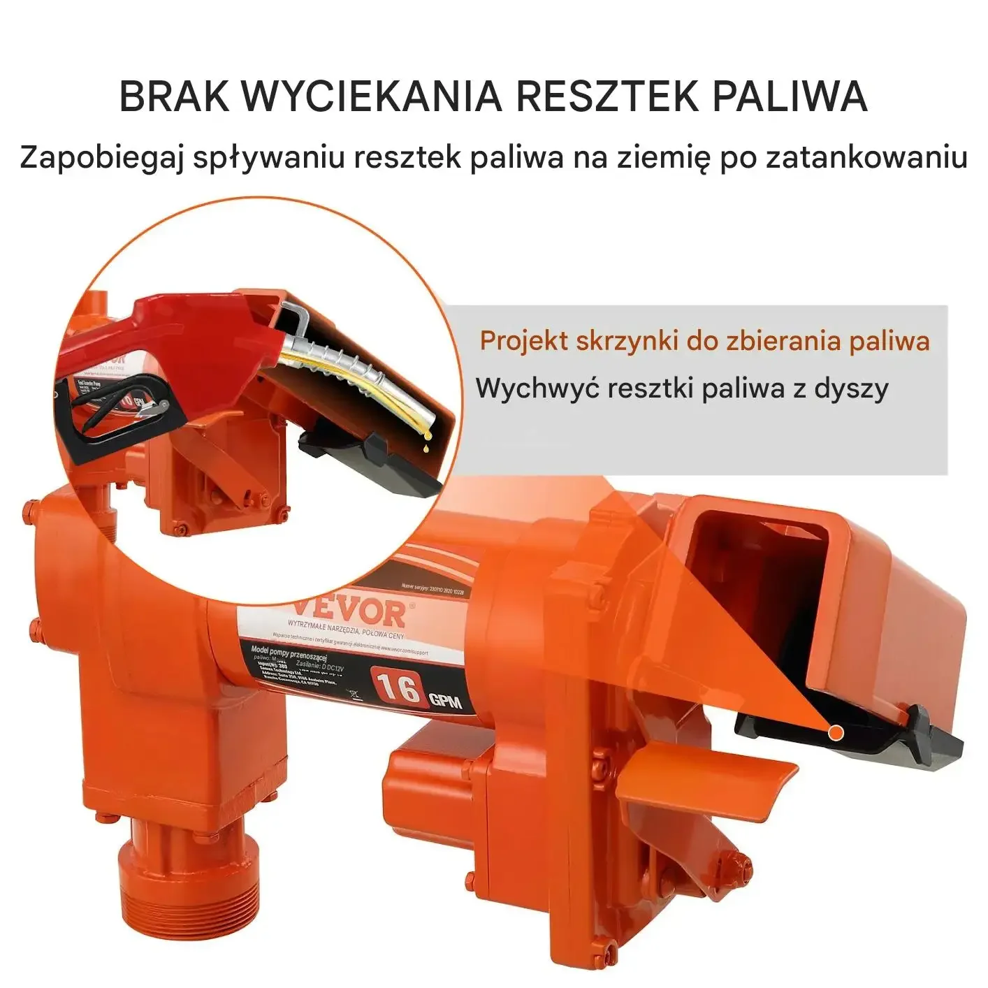 Pompa paliwa benzyny 12 V mocna czarna automatyczny pistolet diesel - obrazek 4