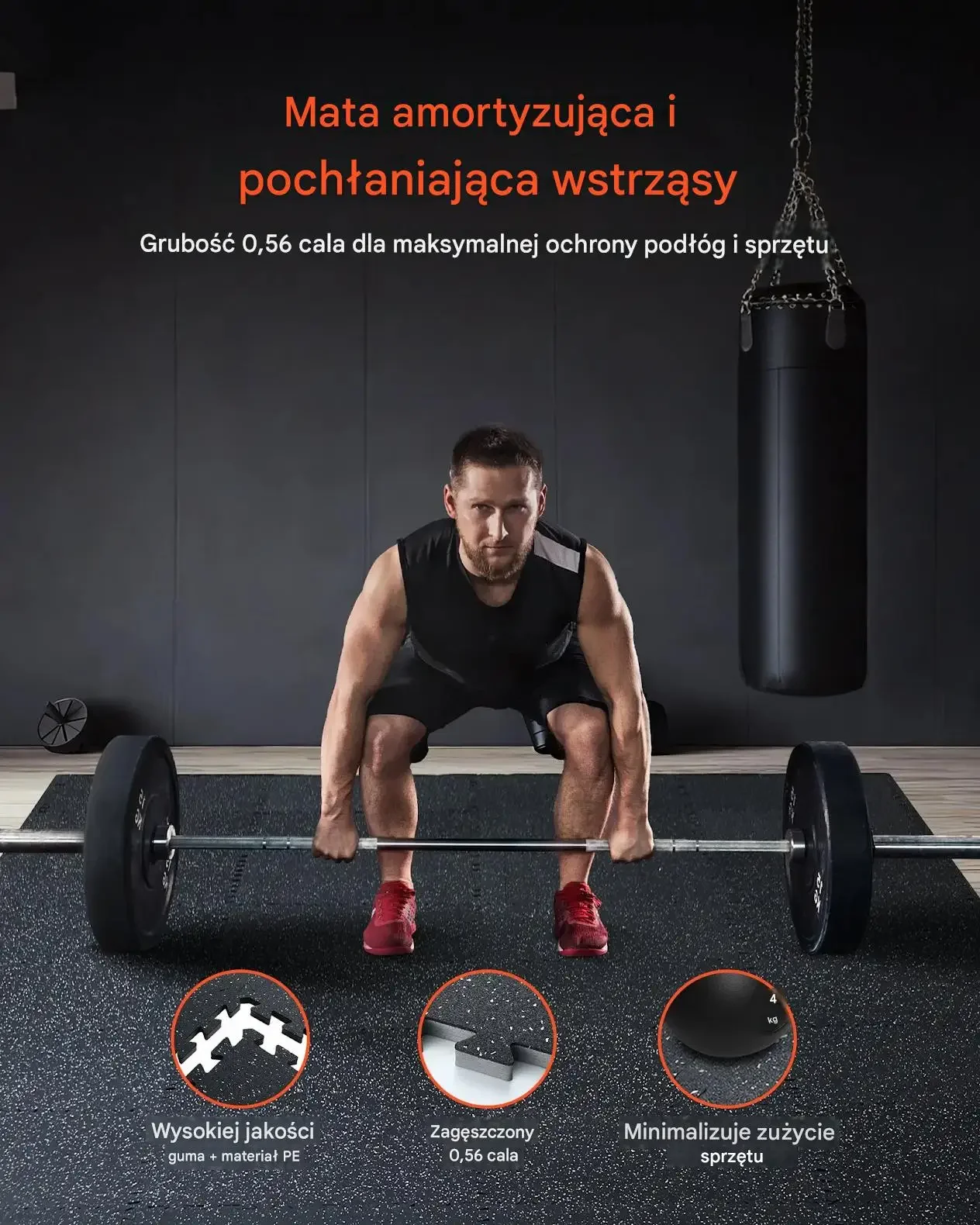 Mata puzzle siłownia 6 szt gumowa EVA antypoślizgowa do fitness białę - obrazek 3