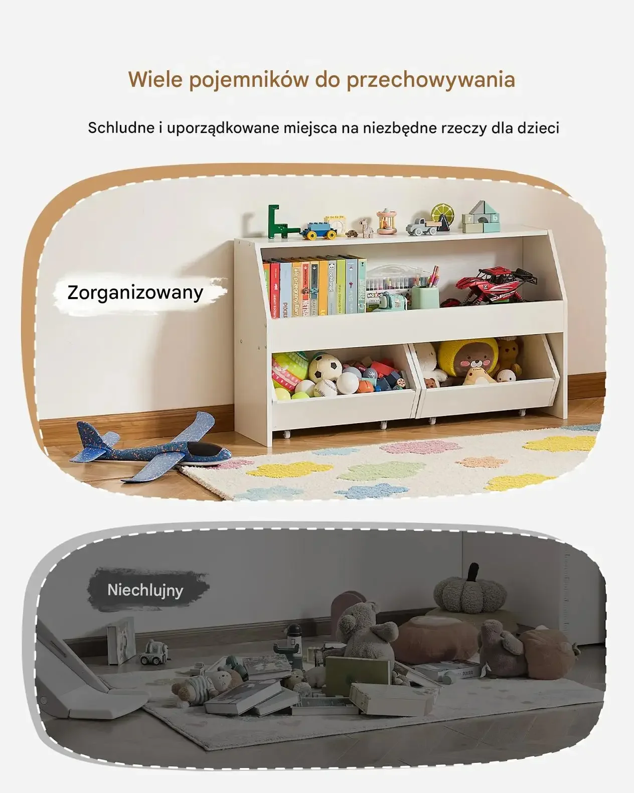 Regał na zabawki dla dzieci z szufladami organizer drewniany do pokoju - obrazek 4