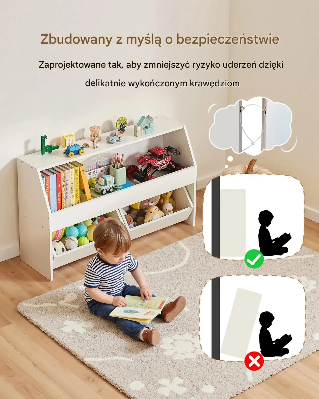Regał na zabawki dla dzieci z szufladami organizer drewniany do pokoju - obrazek 6