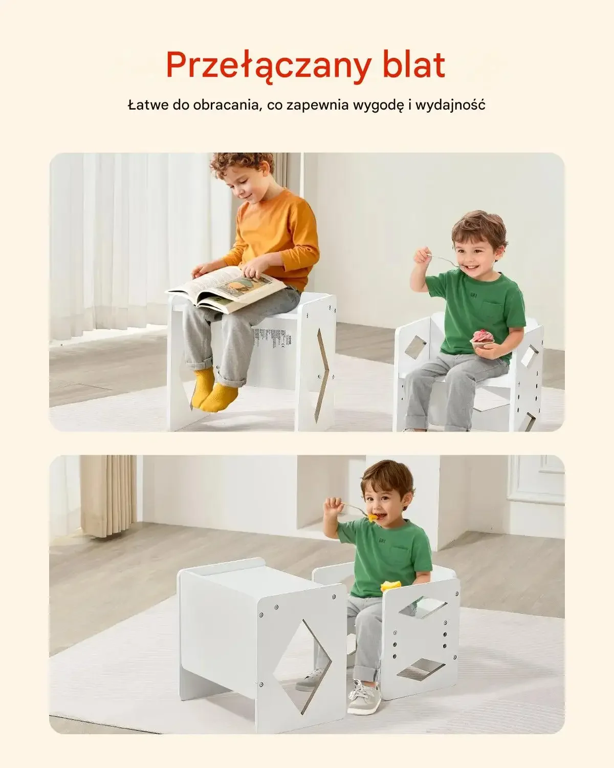 Stolik i krzesełko Montessori dla dzieci 1-5 regulowane drewniane nauka - obrazek 2