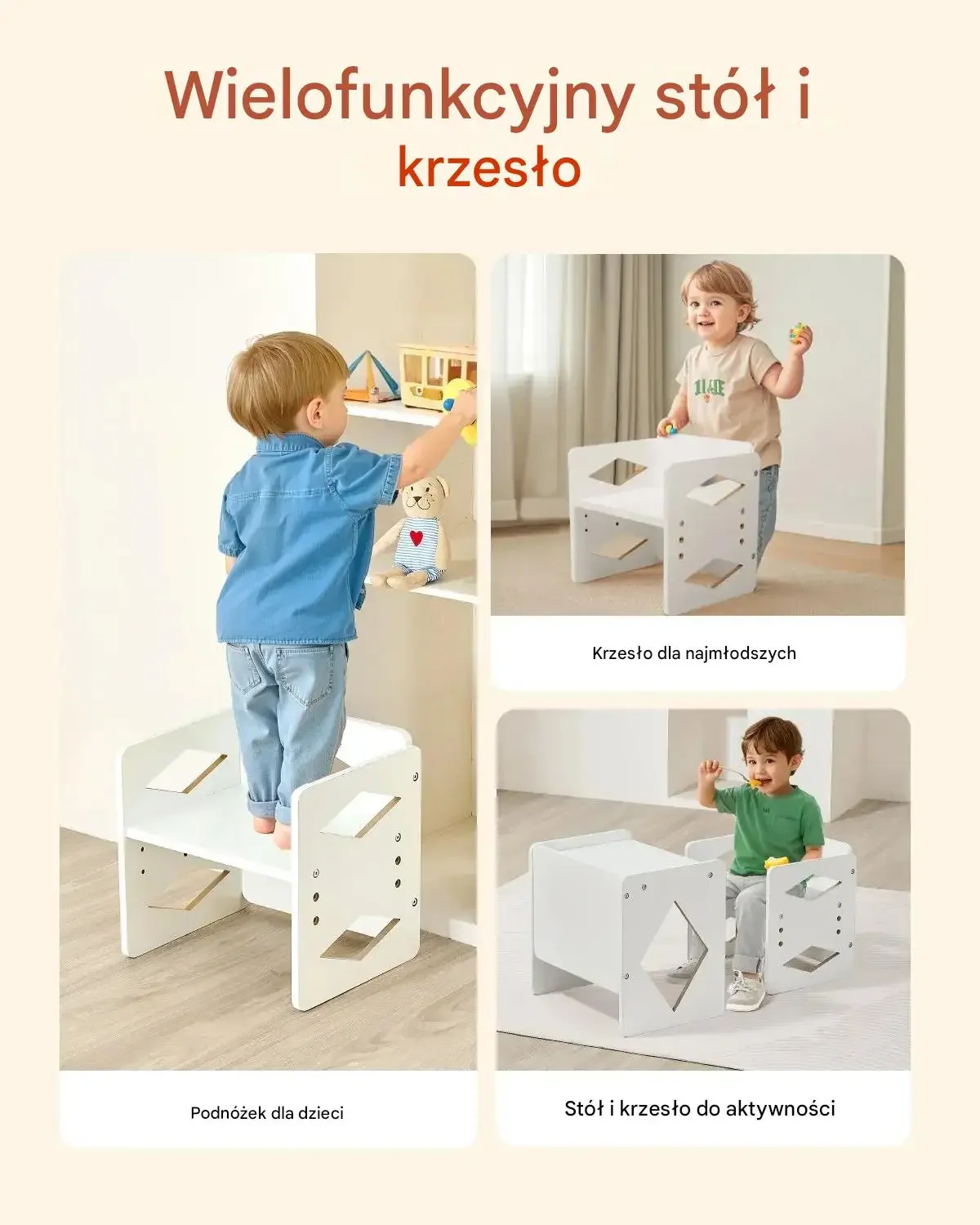 Stolik i krzesełko Montessori dla dzieci 1-5 regulowane drewniane nauka - obrazek 6