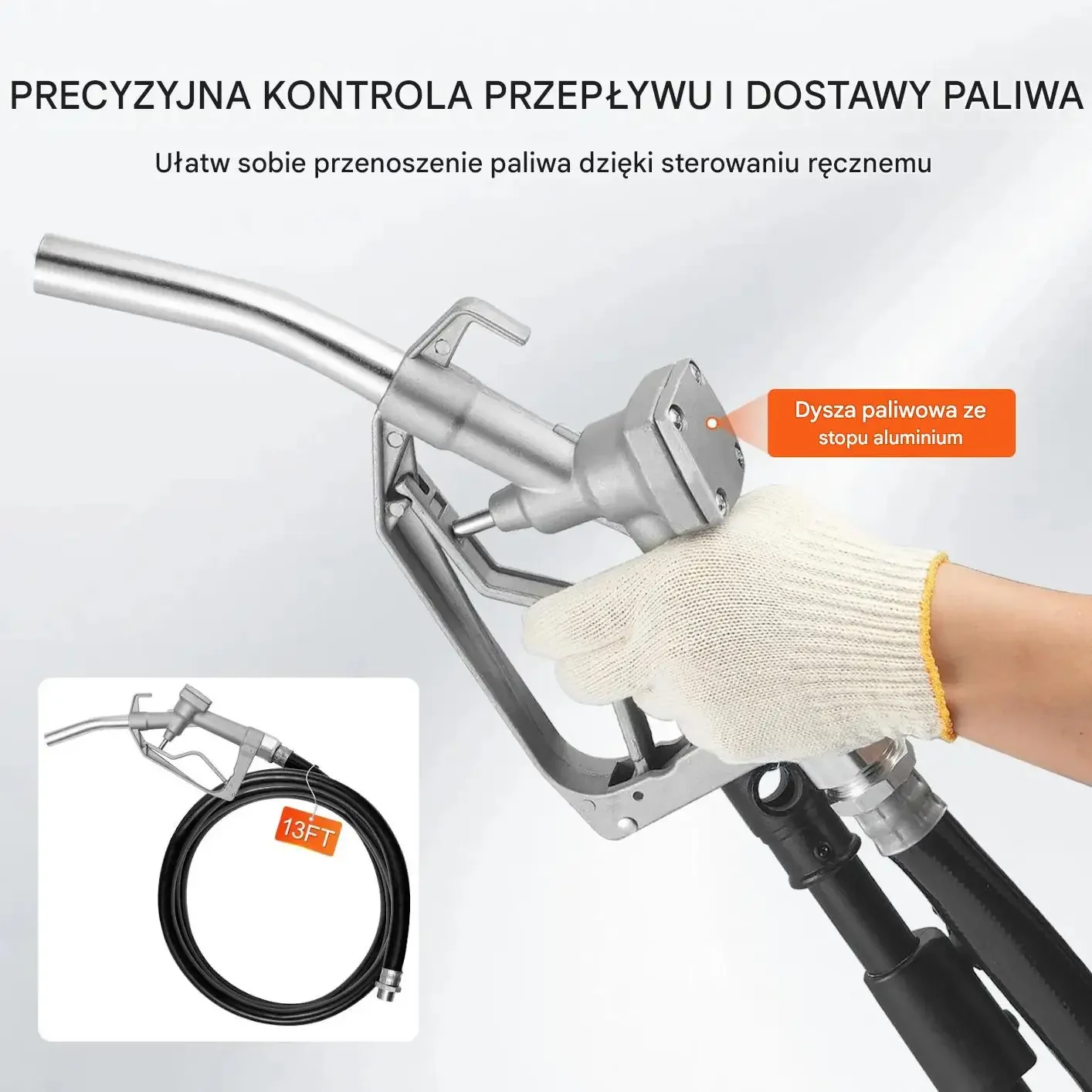 Pompa paliwa diesel benzyny 12 V mocna czarna 75 W 19 L automat pistolet - obrazek 5