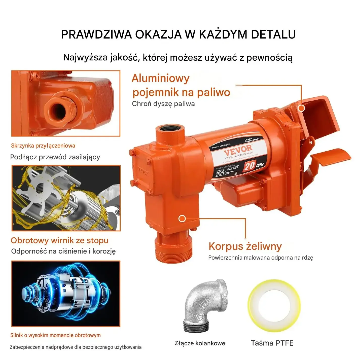 Pompa paliwa benzyny 12 V mocna czarna wydajna 75 l/min skrzynka dystrybutor - obrazek 4