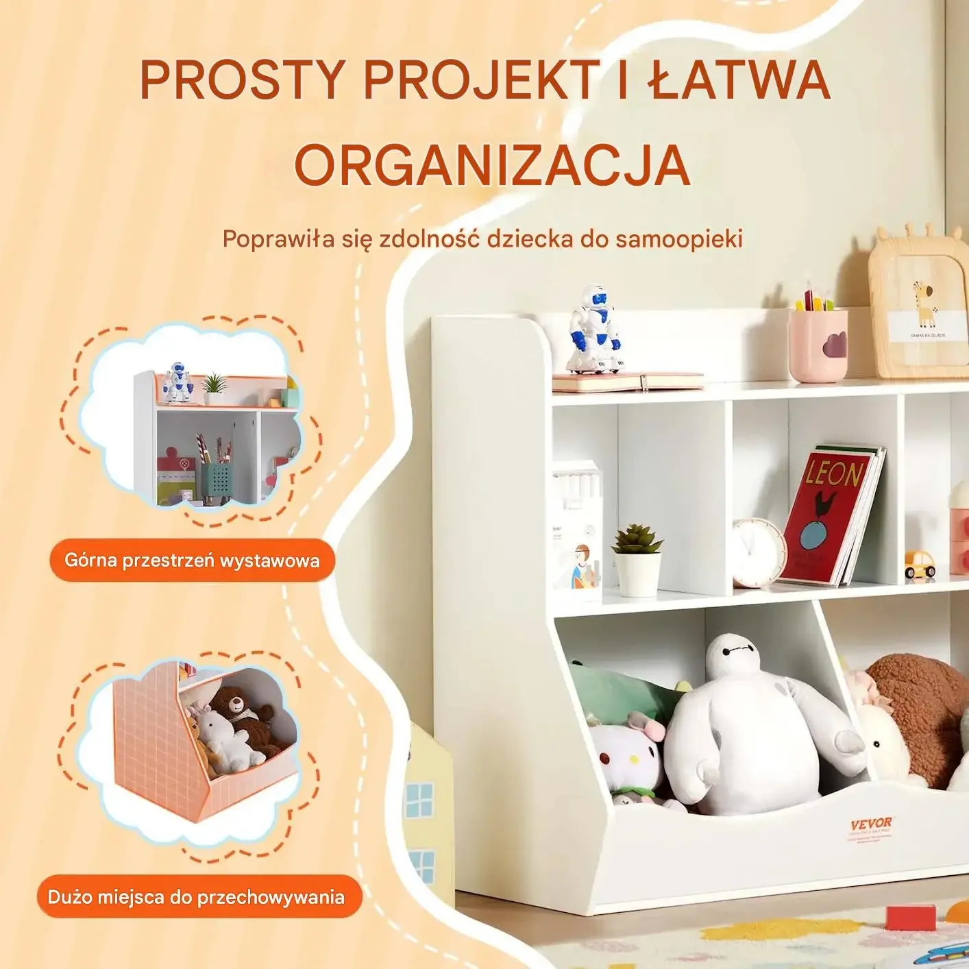Regał na zabawki dla dzieci 5 półek organizer z biblioteczką do pokoju - obrazek 6