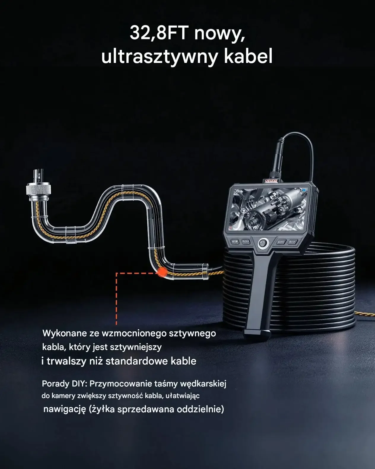 Endoskop boroskop kamera inspekcyjna warsztat premium 10 m czarny IP67 - obrazek 2