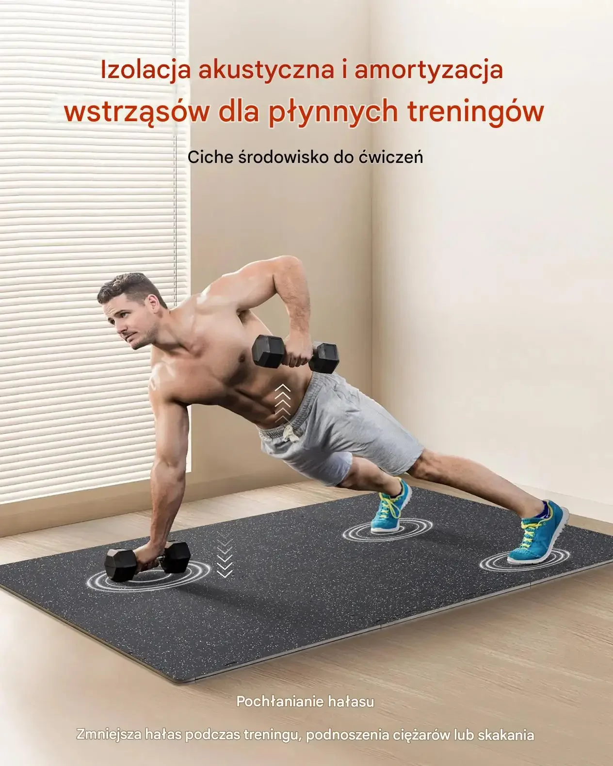 Mata puzzle siłownia 6 szt gumowa EVA antypoślizgowa do fitness białę - obrazek 2