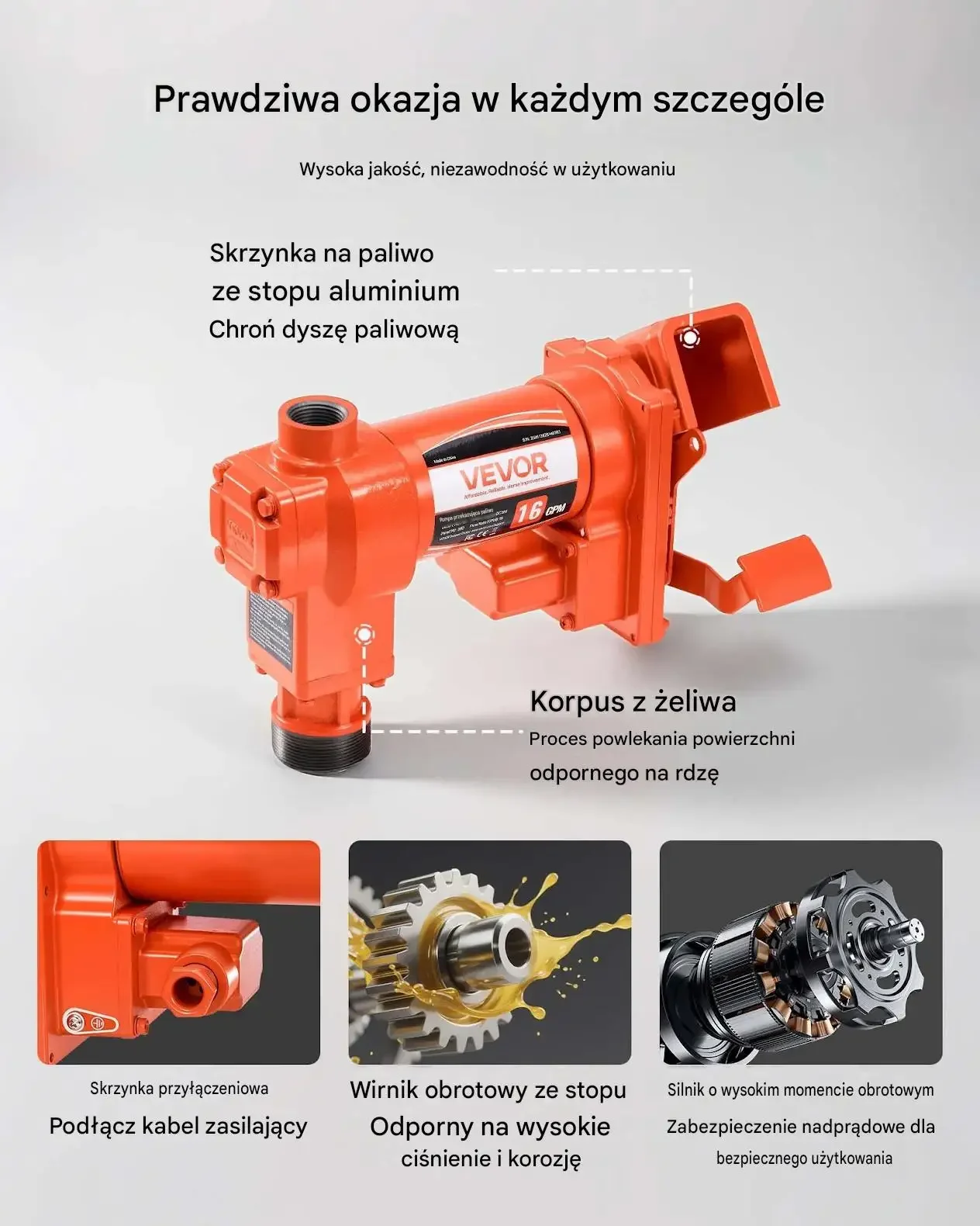 Pompa paliwa benzyny 12 V mocna czarna dystrybutor 61 L rura pistolet set - obrazek 6