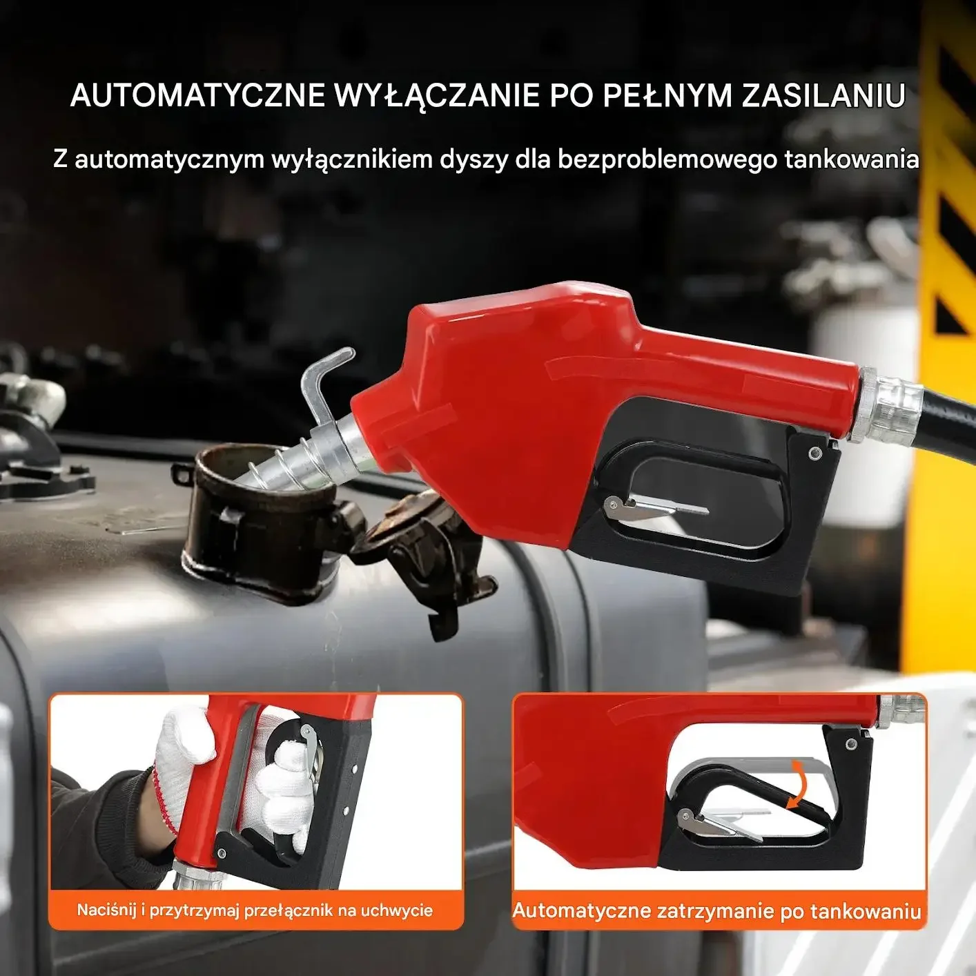 Pompa paliwa benzyny 12 V mocna czarna automatyczny pistolet diesel - obrazek 3