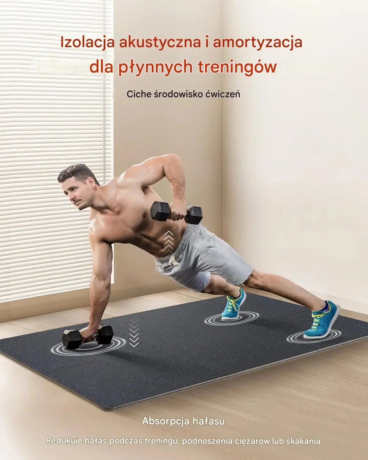 Mata puzzle siłownia 12 szt 120x120 cm gumowa antypoślizgowa do fitness - obrazek 3