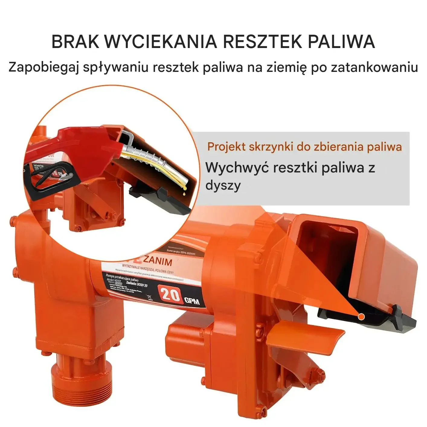 Pompa paliwa benzyny 12 V mocna czarna wydajna 75 l/min skrzynka dystrybutor - obrazek 3
