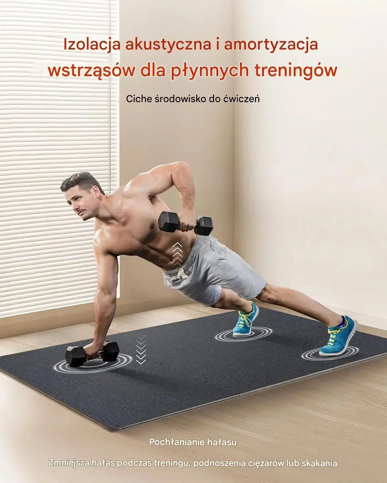 Mata puzzle siłownia 6 szt gumowa EVA antypoślizgowa do fitness niebieskie - obrazek 4
