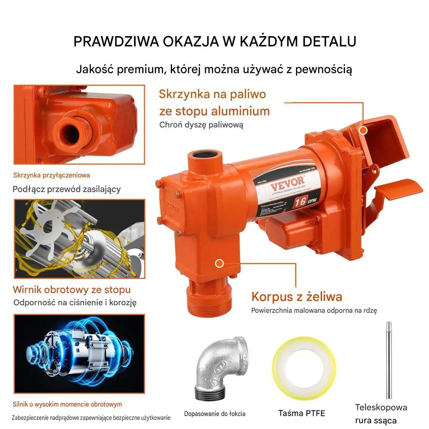 Pompa paliwa benzyny 12 V mocna czarna automatyczny pistolet diesel - obrazek 6