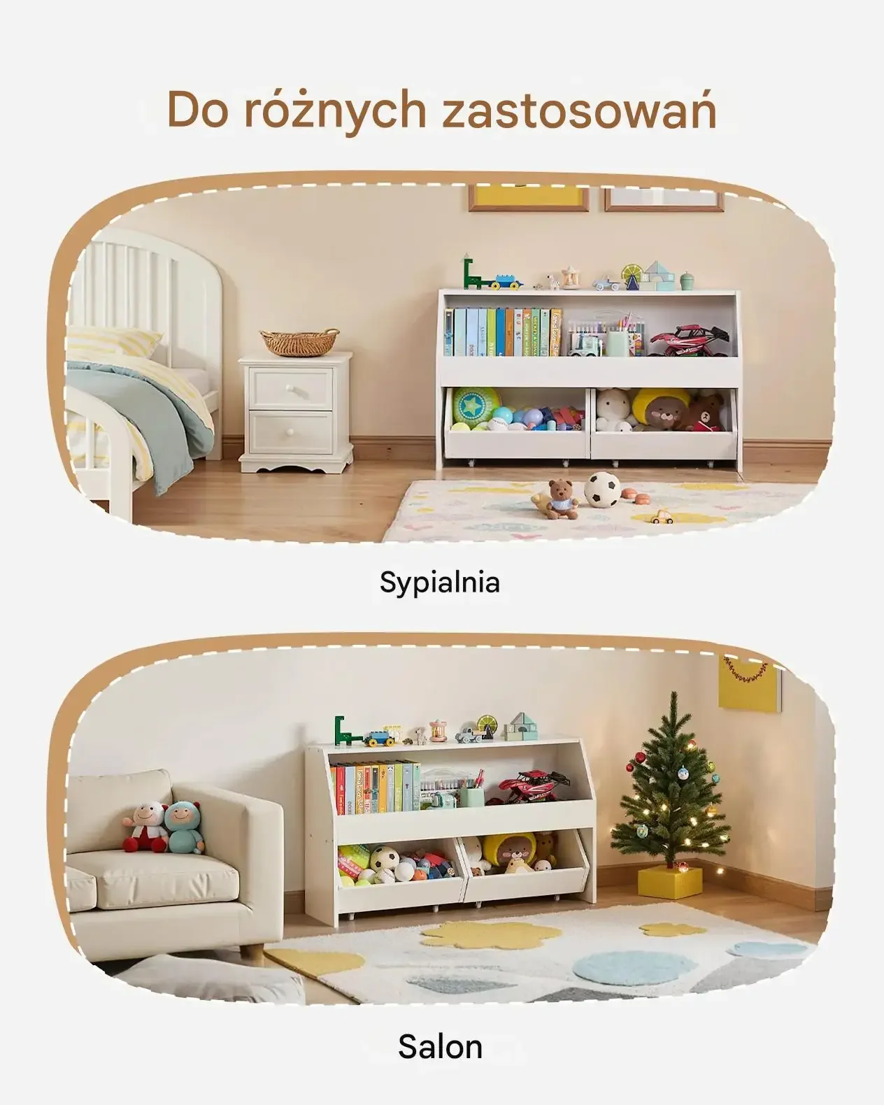 Regał na zabawki dla dzieci z szufladami organizer drewniany do pokoju - obrazek 3