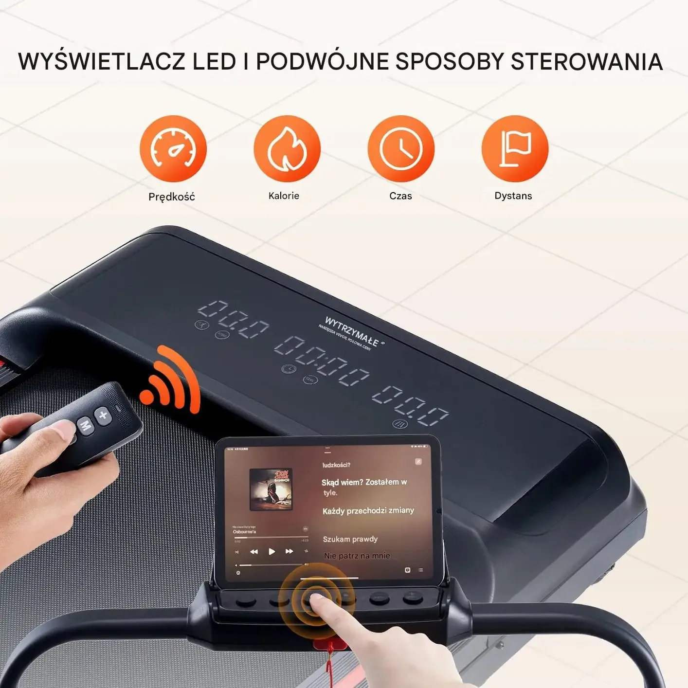 Bieżnia walking pad składana 2,5HP pod biurko pilot LED - obrazek 6