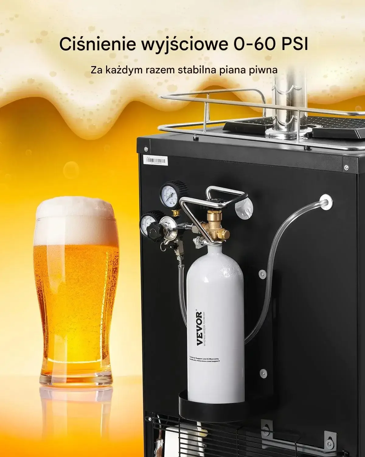 Cylinder CO2 butla mocna czarna uchwyt zawór regulacja ciśnienia piwo TUV - obrazek 3