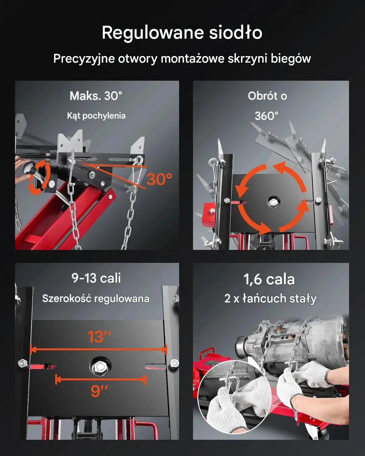 Podnośnik samochodowy 1 t hydrauliczny niski profil premium czerwona 360° - obrazek 2