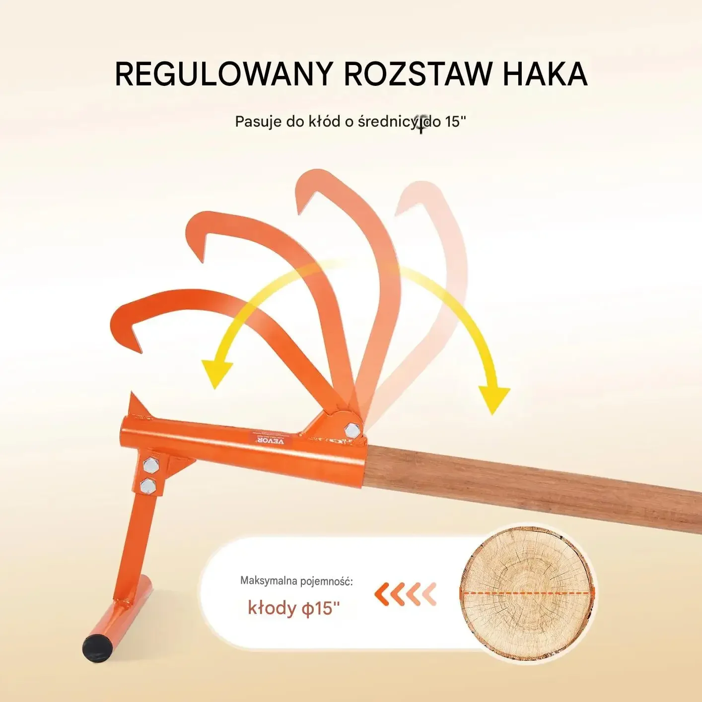 Podnośnik kłód mocna przerzucarka hak leśny 1180 mm kłody 38 cm drewno - obrazek 5