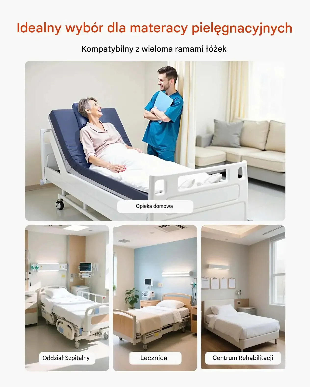 Materac medyczny przeciwodleżynowy szpitalny premium 203 x 106 cm 153 mm - obrazek 2