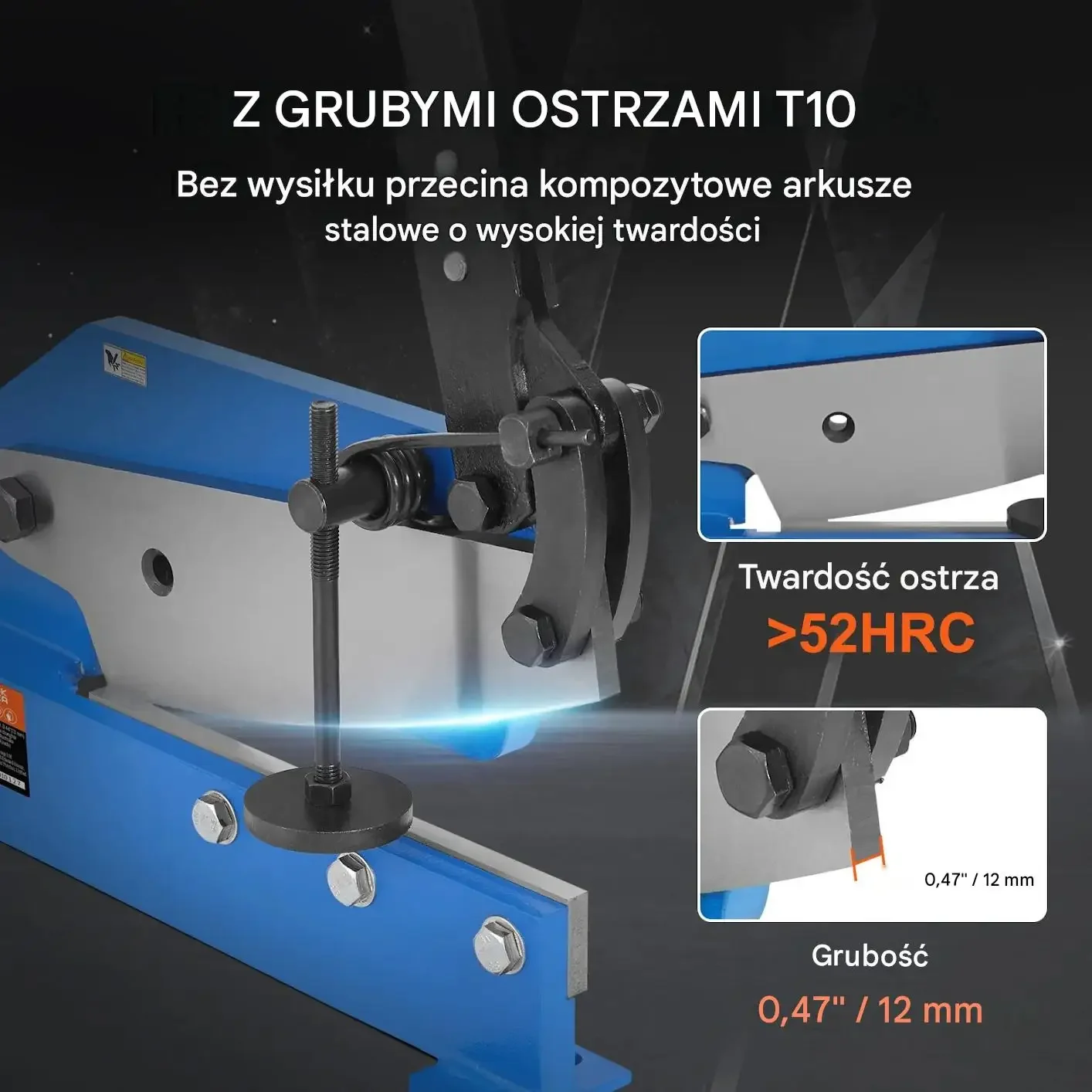 Nożyce gilotyna ręczna blacha stal pręty 190 mm HS 8 stal Q235 mocna - obrazek 3