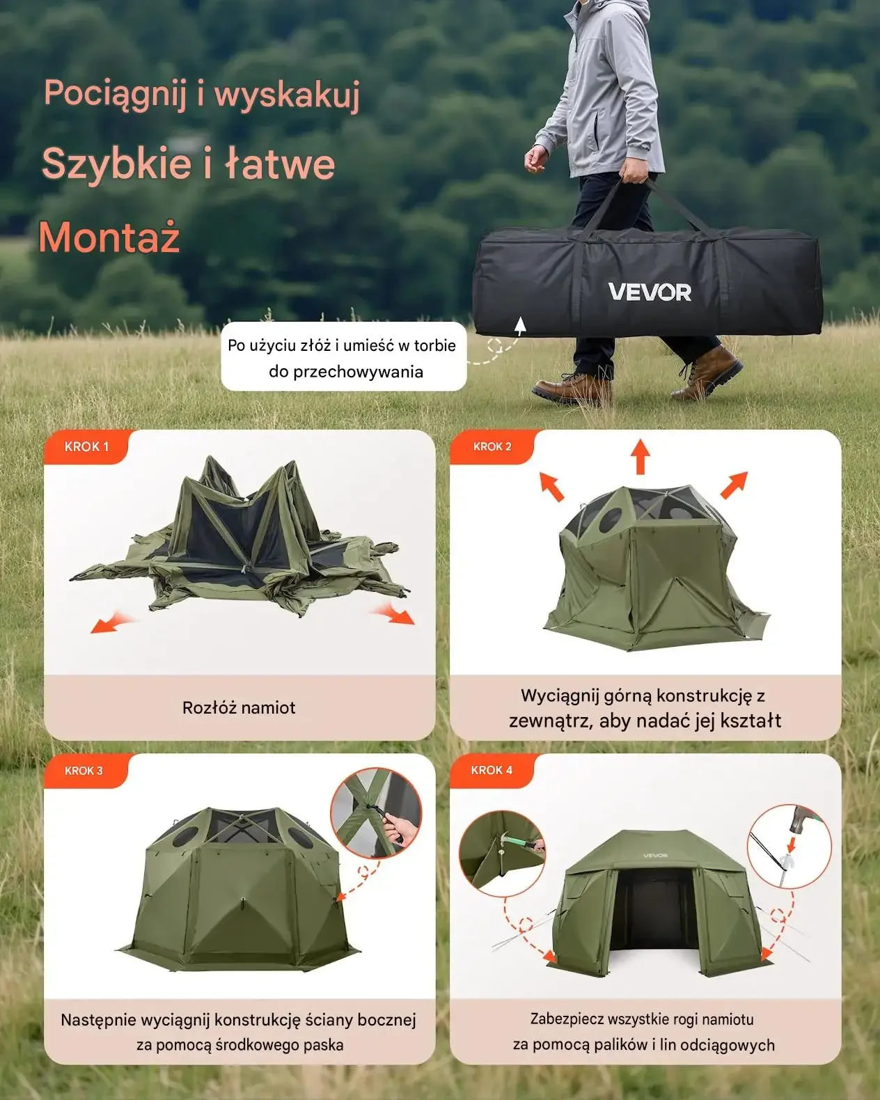Pawilon ogrodowy altana moskitiera namiot ekspresowy 3.96 x 3.96 m zielony - obrazek 5