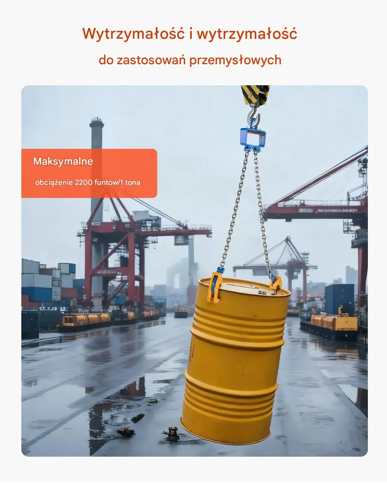 Podnośnik łańcuchowy beczek premium max 1 t G80 stalowy hak stalowe magazyn - obrazek 6