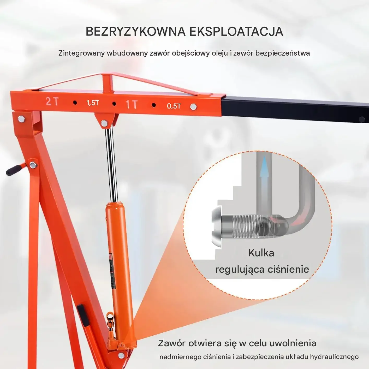Podnośnik hydrauliczny siłownik 8 ton mocny premium podwójna pompa długi - obrazek 2