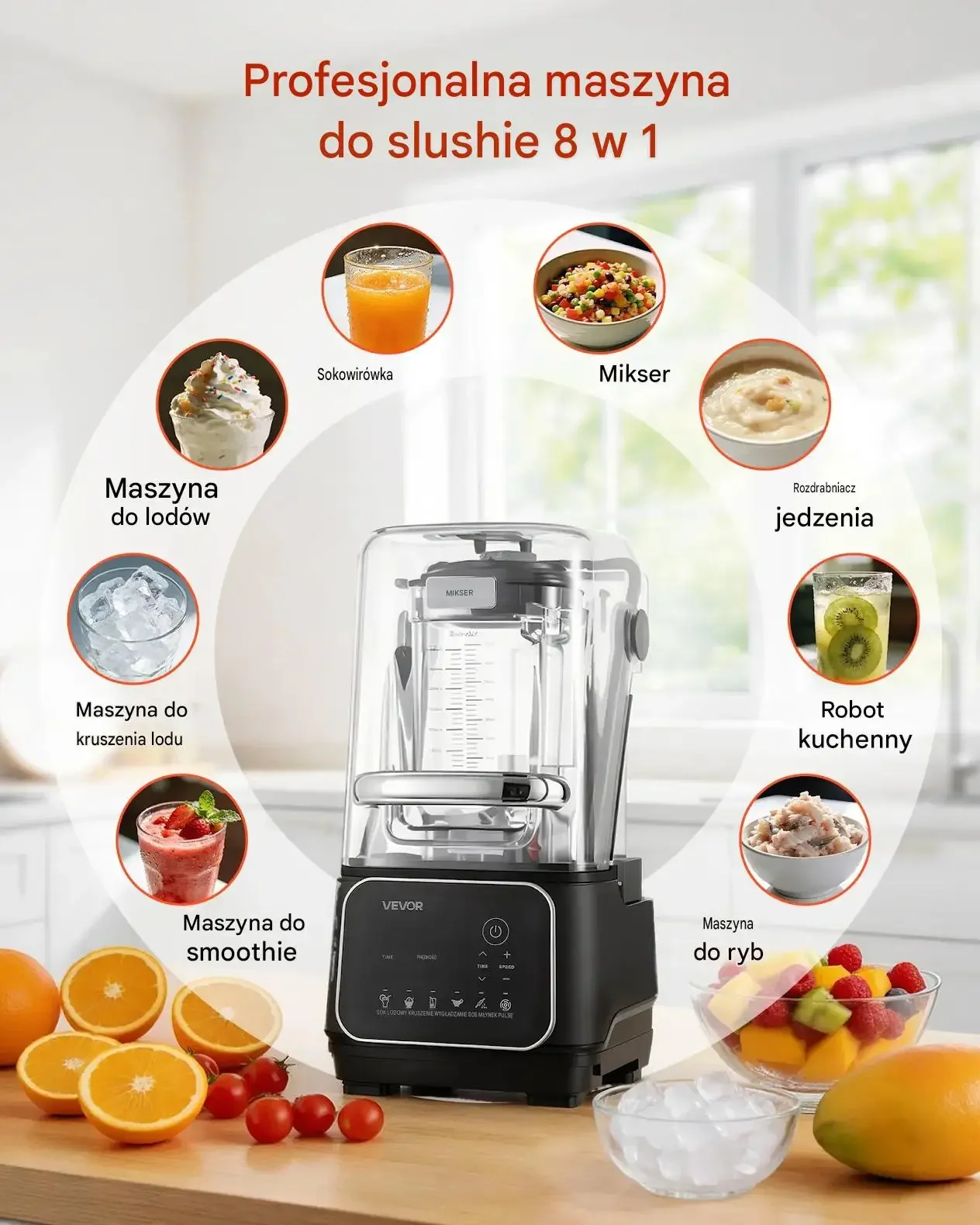 Blender stojący czarny premium robot kuchenny 2200 W 26000 RPM osłona - obrazek 3