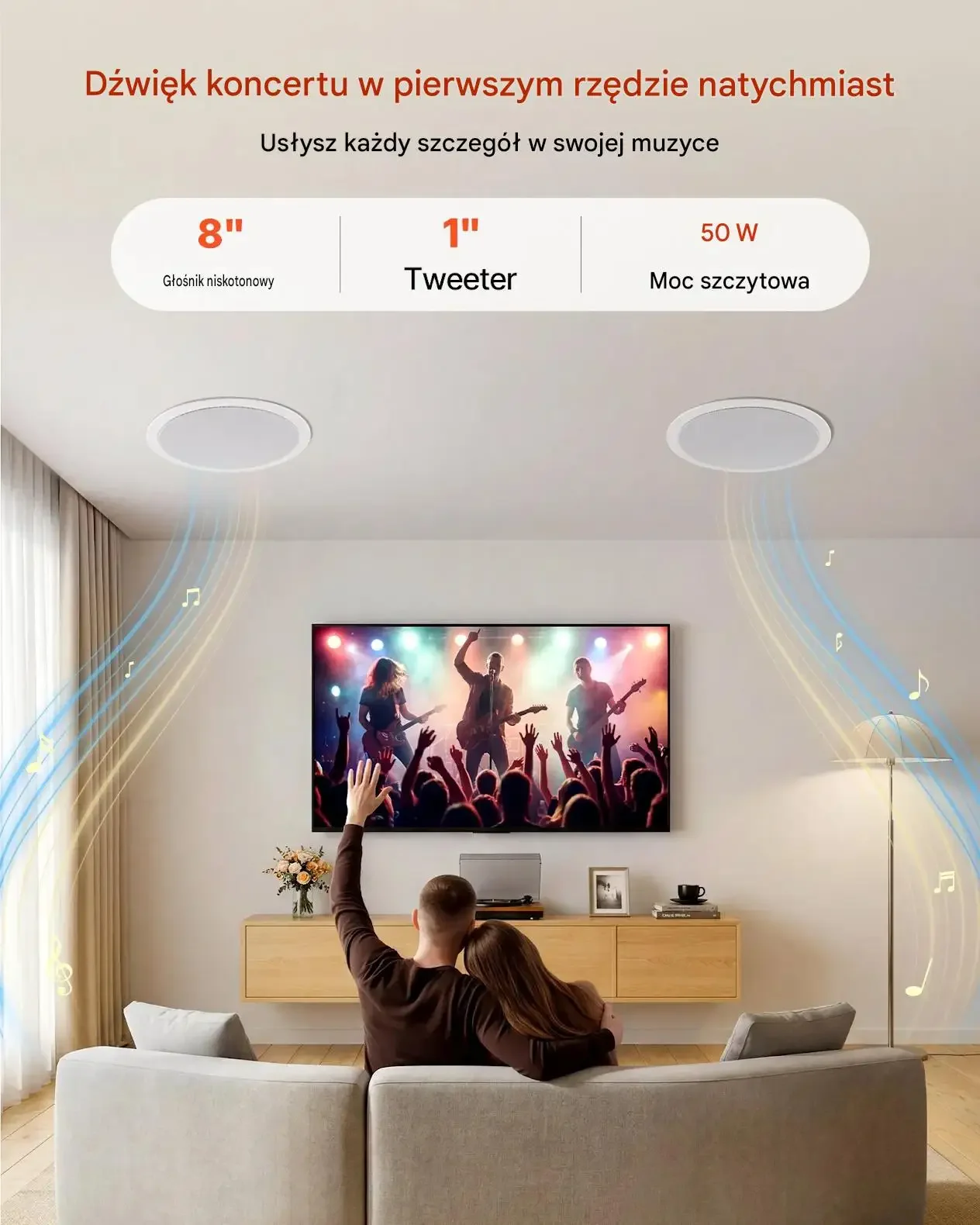 Głośniki sufitowe Bluetooth 203 premium 50 W zestaw 2 sztuki kino domowe - obrazek 3