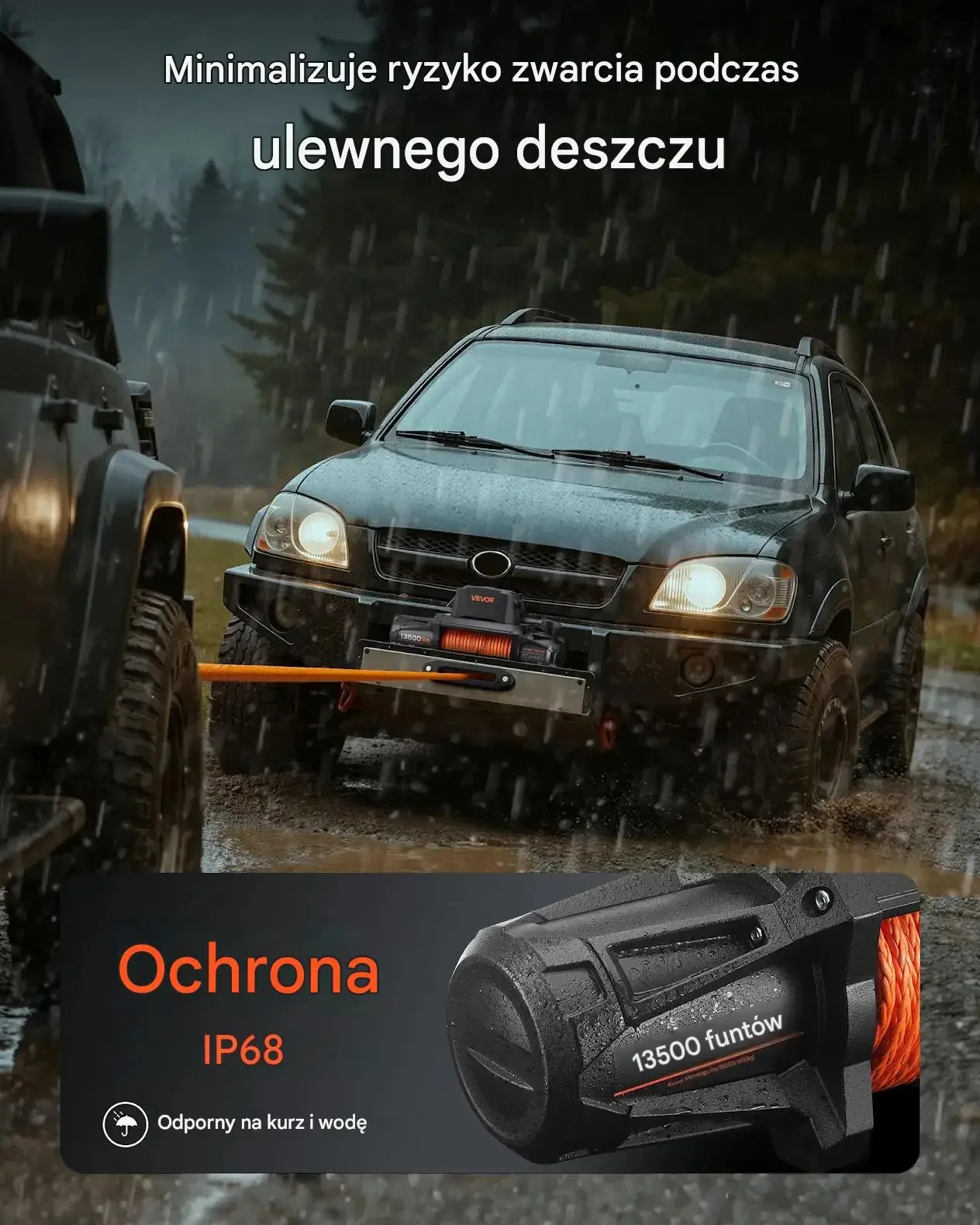 Wyciągarka elektryczna laweta off road 12 V 6100 kg pilot mocna IP67 - obrazek 5