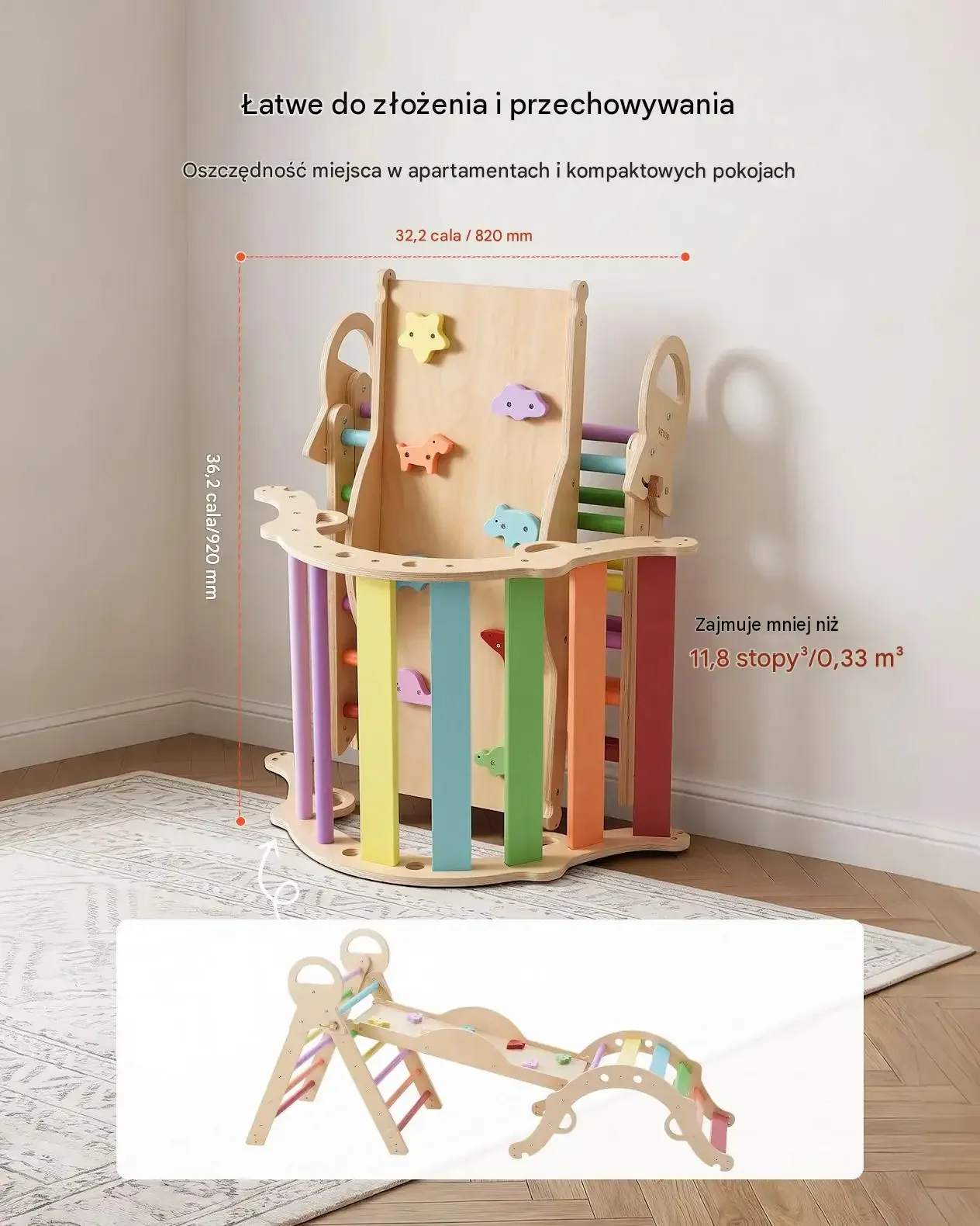 Trójkąt Piklera plac zabaw domowy zestaw montessori ksylofon kolorowy 68 kg - obrazek 6