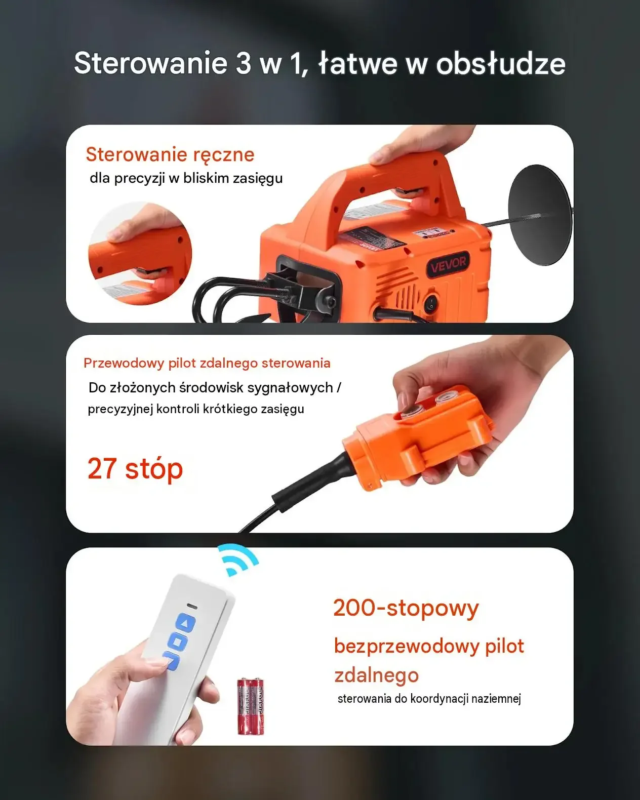 Wciągarka elektryczna mocna 500 kg 1500 W 7,6 m pilot bezprzewodowy 3w1 hak - obrazek 5