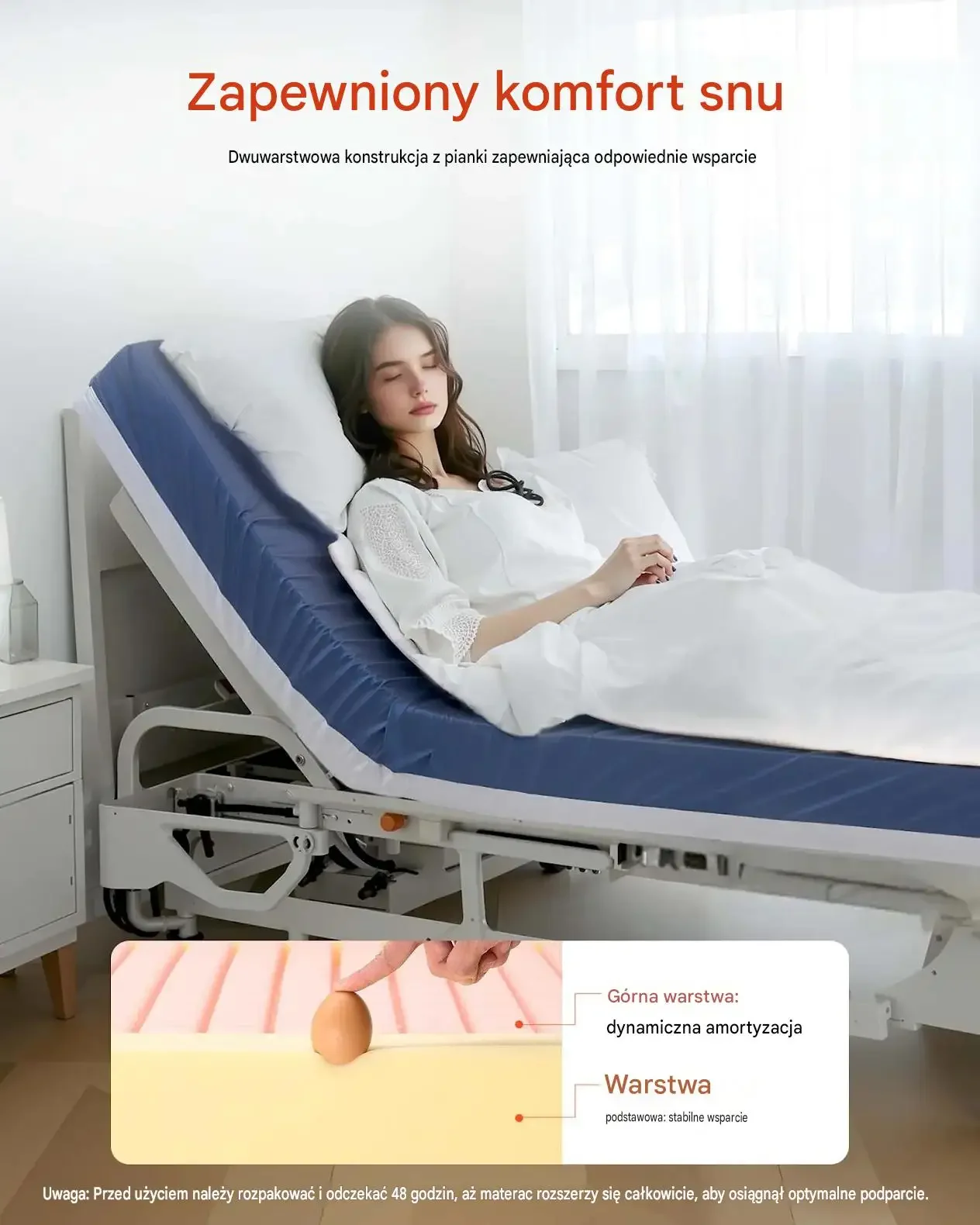 Materac medyczny przeciwodleżynowy szpitalny premium 203 x 106 cm 153 mm - obrazek 3