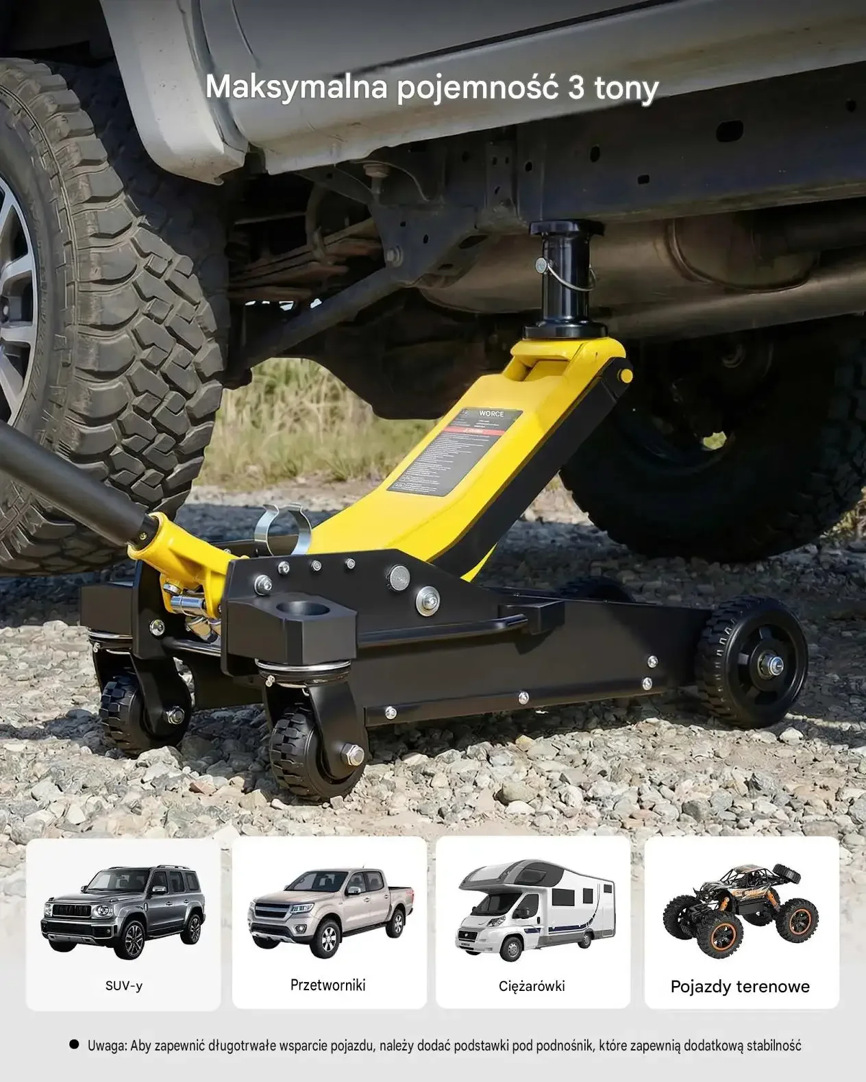 Podnośnik hydrauliczny 3 t mocna aluminiowy stalowy dwutłokowa pompa SUV4x4 - obrazek 5