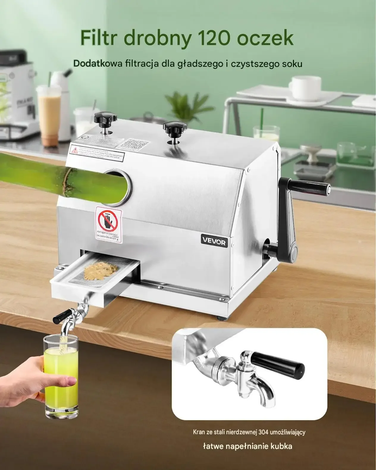 Wyciskarka trzciny cukrowej mocna gastronomia komercyjna 50 kg h 62 mm walce - obrazek 5