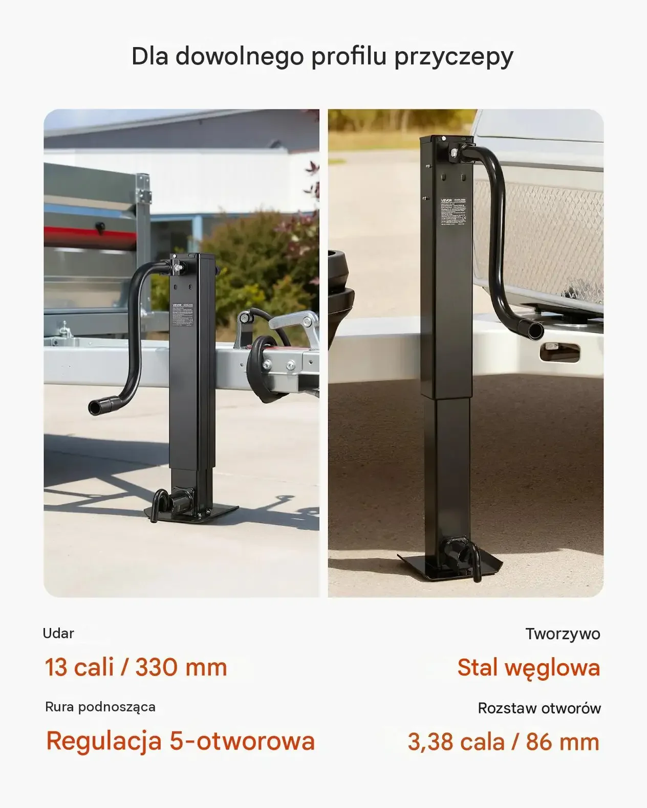 Podnośnik podpora przyczepowa czarna premium 5443 kg regulowana korba - obrazek 4