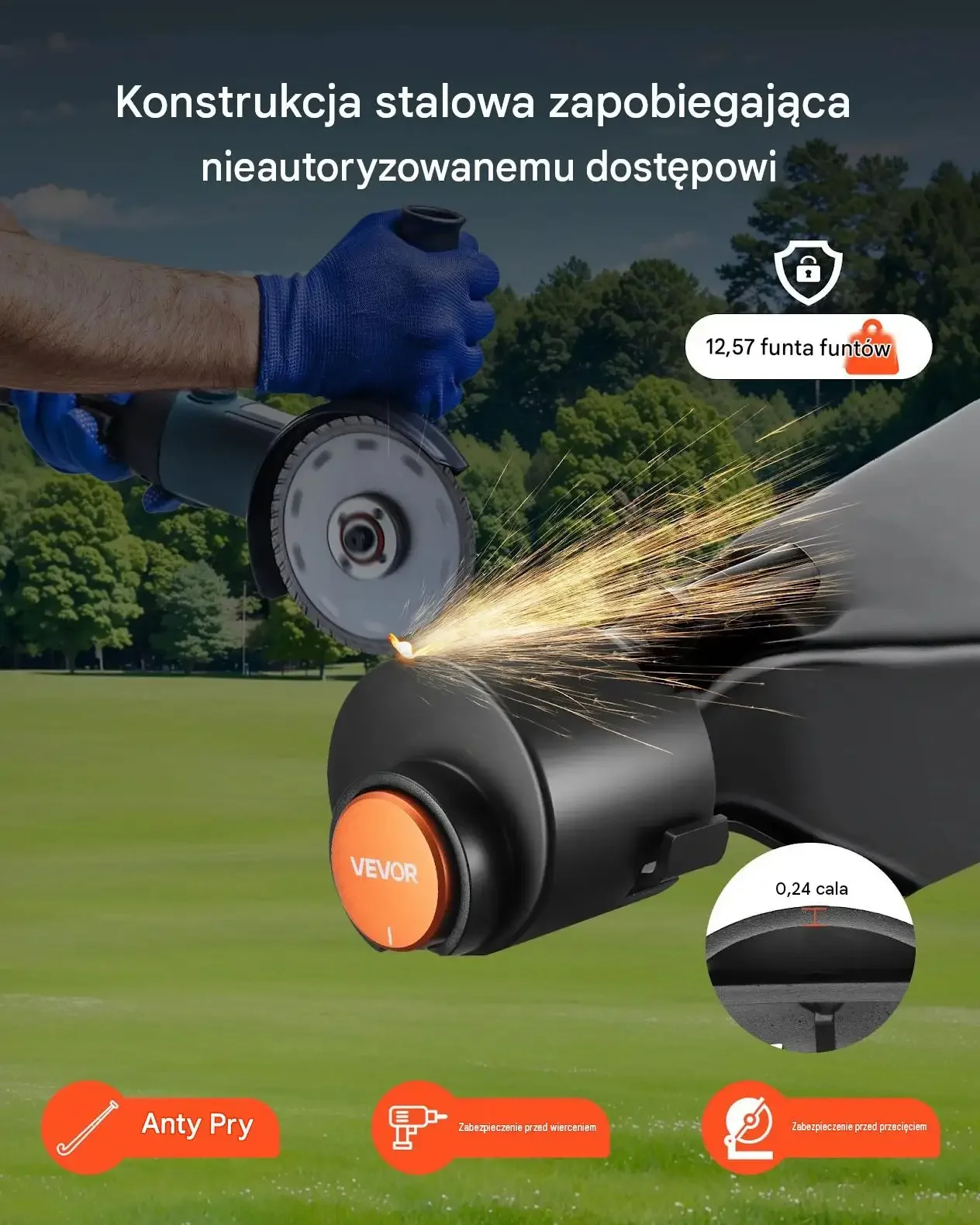 Zabezpieczenie blokada zaczepu przyczepy czarna 50.6 mm 58.6 mm mocna zamki - obrazek 3