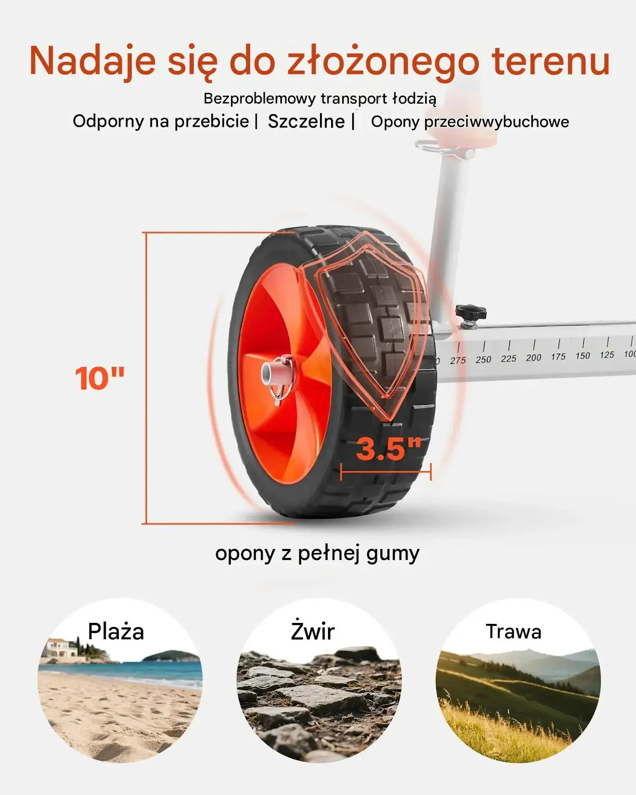 Wózek kajakowy transportowy mocny 104 kg transportowy kajak deska SUP - obrazek 3