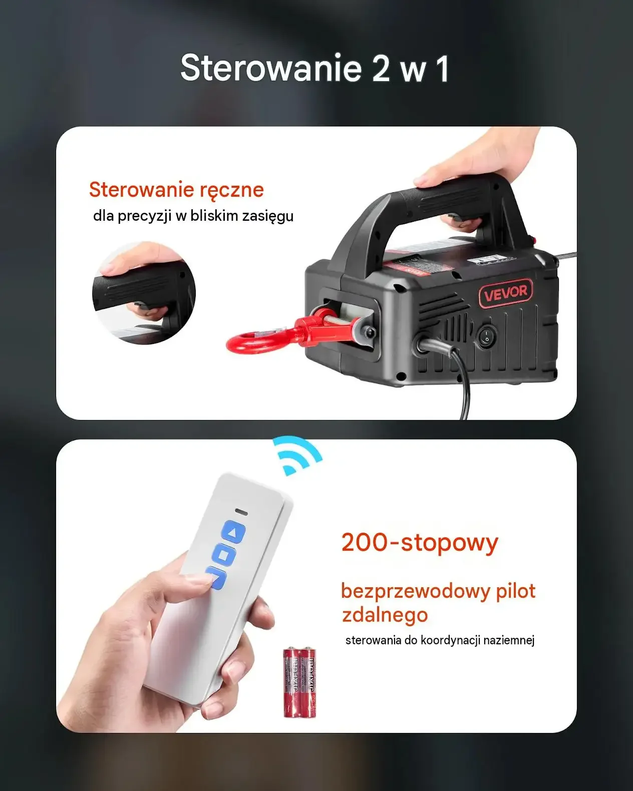 Wciągnik elektryczny linowy premium 500 kg 1500 W 7,6 m pilot bezprzewodowy - obrazek 5