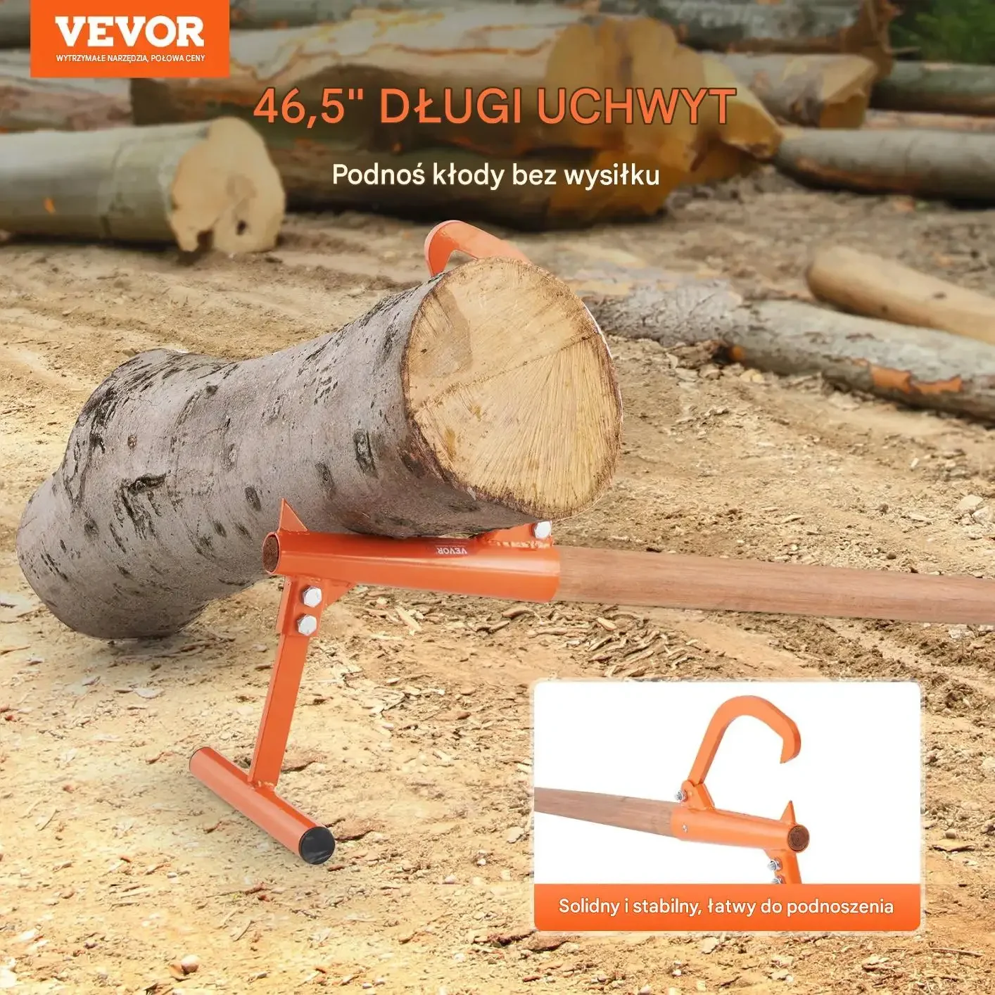 Podnośnik kłód mocna przerzucarka hak leśny 1180 mm kłody 38 cm drewno - obrazek 6