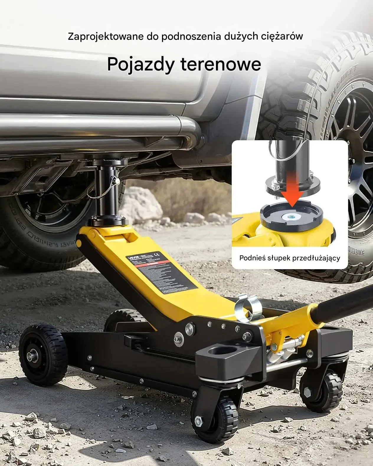 Podnośnik hydrauliczny 3 t mocna aluminiowy stalowy dwutłokowa pompa SUV4x4 - obrazek 3