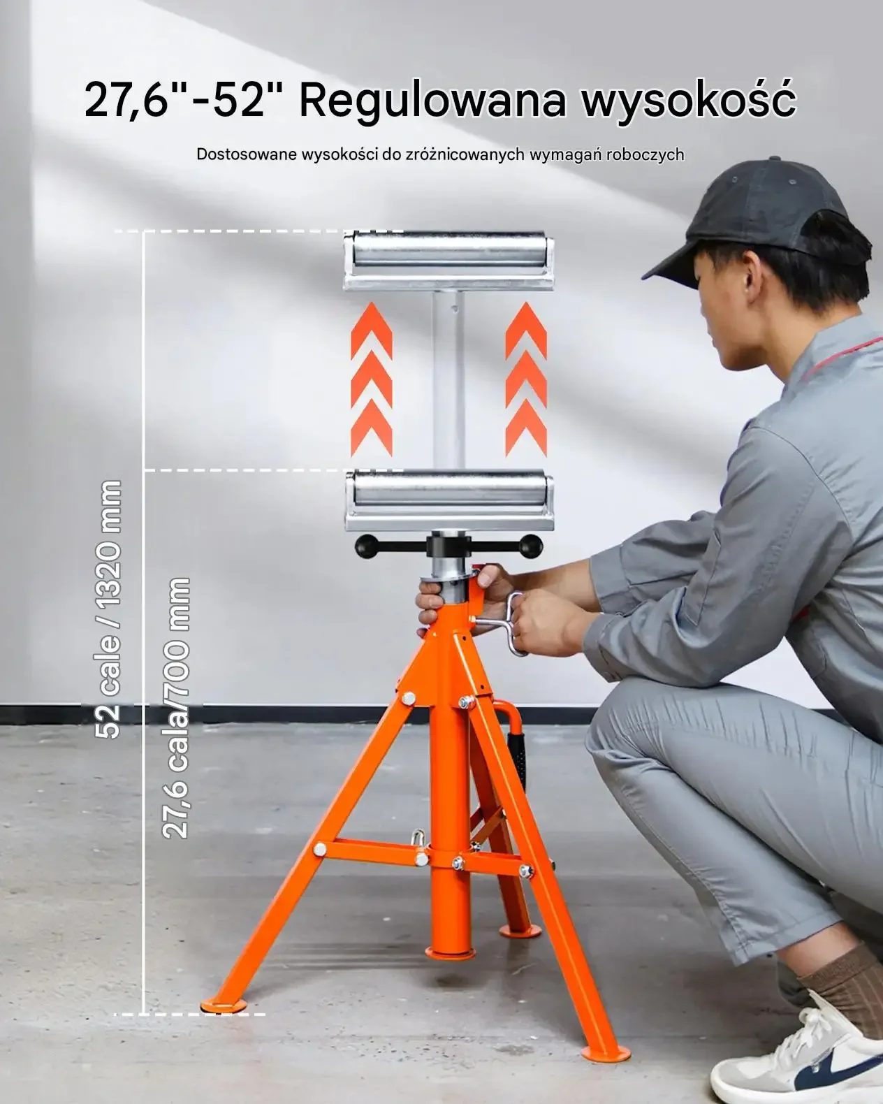 Stojak rolkowy mocny premium max 1134 kg regulacja wysokości 700 - 1320 mm - obrazek 4