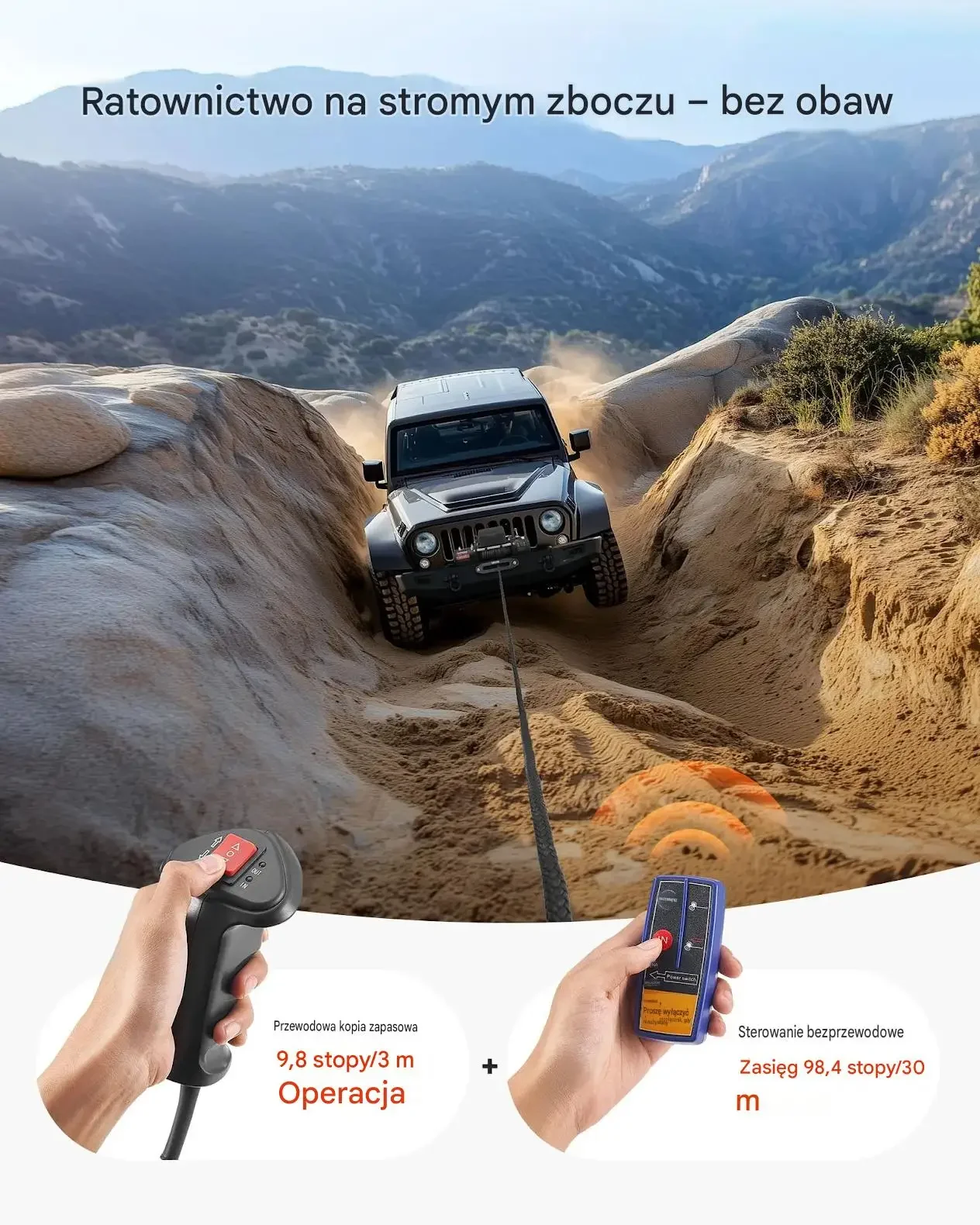 Wyciągarka elektryczna mocna SUV Jeep laweta quad 6100 kg lina syntetyczna - obrazek 4