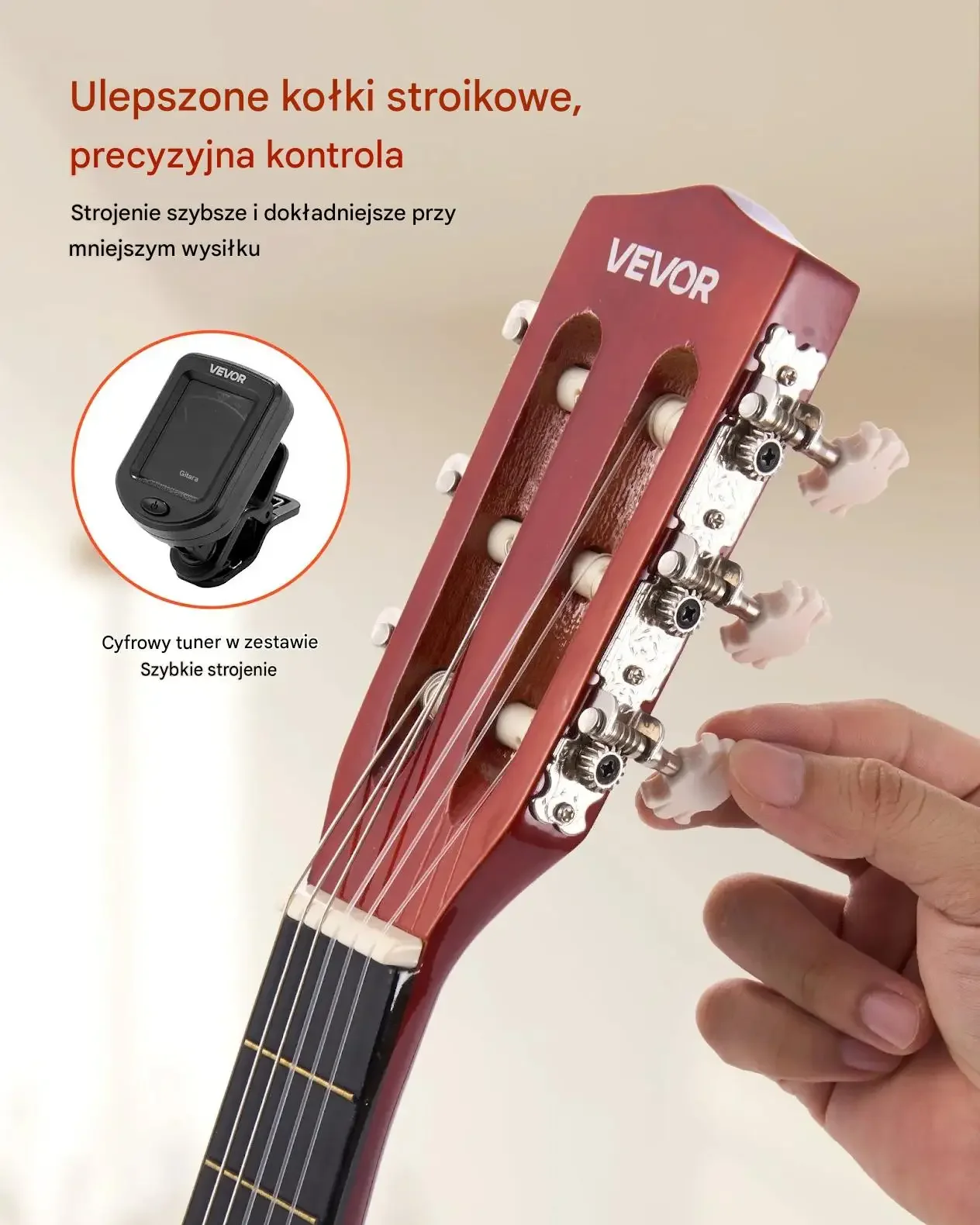 Gitara klasyczna zestaw nauka gry dzieci młodzież 780 mm sunburst premium - obrazek 6