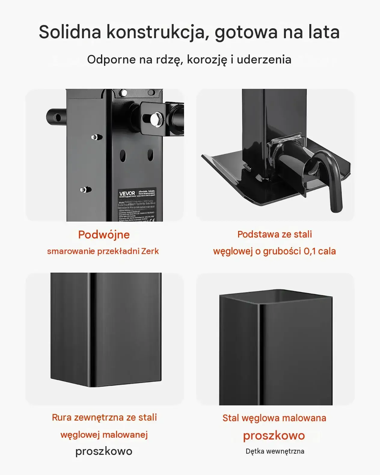 Podnośnik podpora przyczepowa czarna premium 5443 kg regulowana korba - obrazek 5