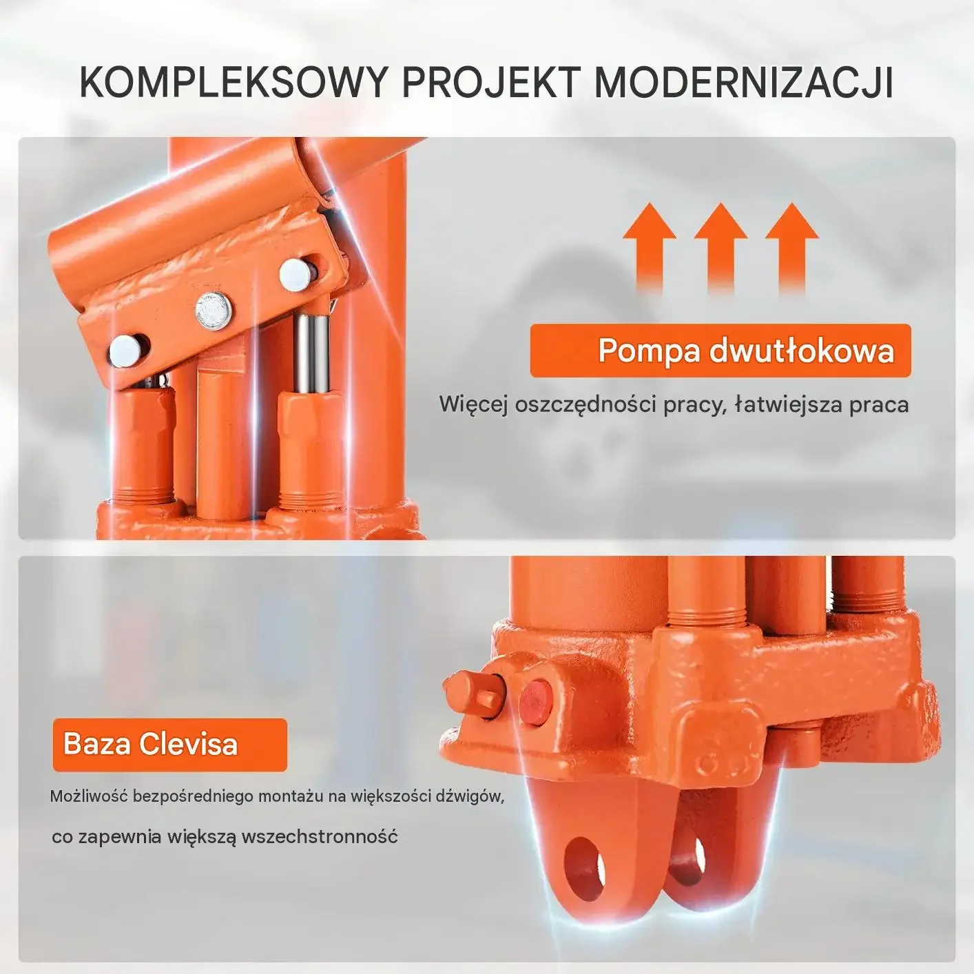 Podnośnik hydrauliczny siłownik 8 ton mocny premium podwójna pompa długi - obrazek 6