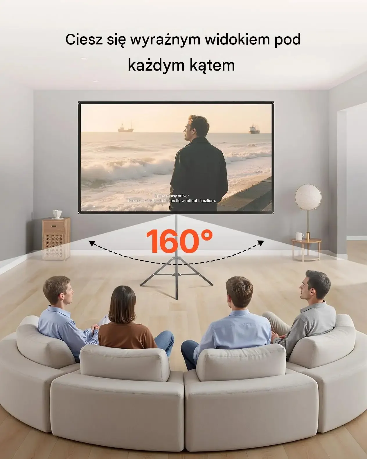 Ekran projekcyjny statyw premium rzutnik stojący 80 cali 16:9 4K torba - obrazek 6