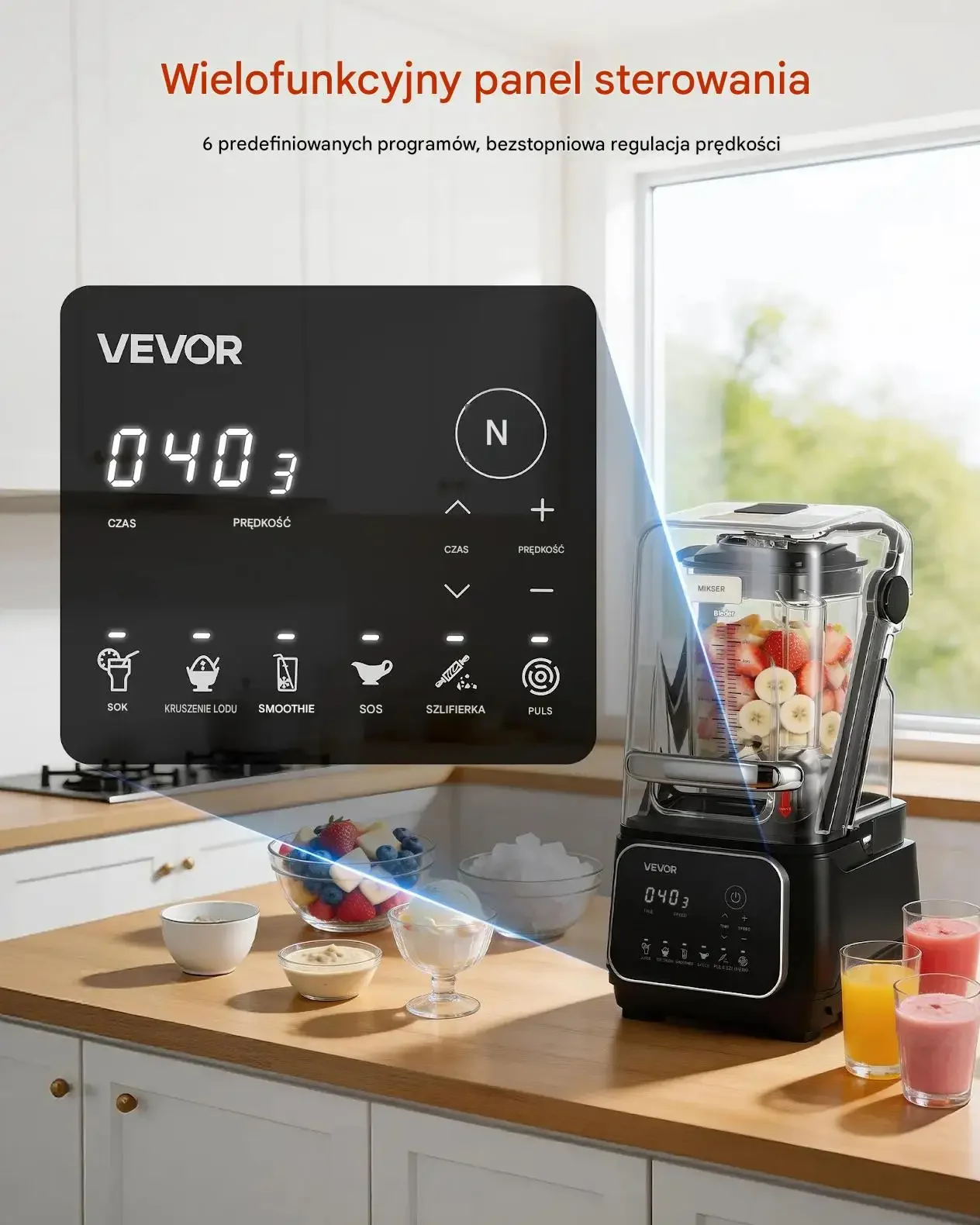 Blender stojący czarny premium robot kuchenny 2200 W 26000 RPM osłona - obrazek 6