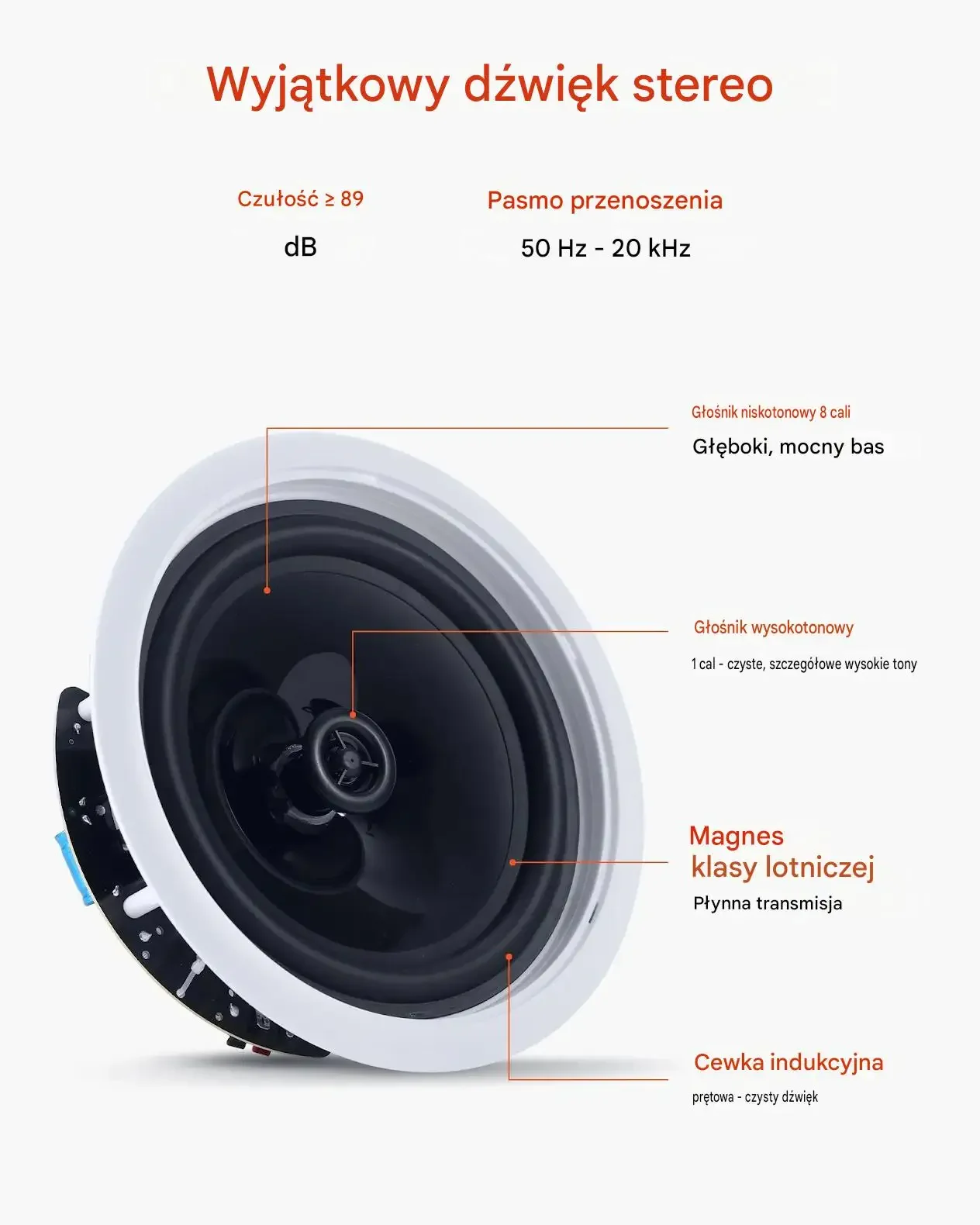 Głośniki sufitowe Bluetooth 203 premium 50 W zestaw 2 sztuki kino domowe - obrazek 5